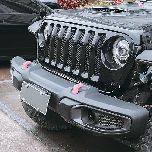 Miniatura 6 de Cubiertas de gancho de remolque de parachoques de fábrica para Jeep Wrangler JK JL Gladiator TJ, protector de gancho de remolque rosa Jeep Wrangler