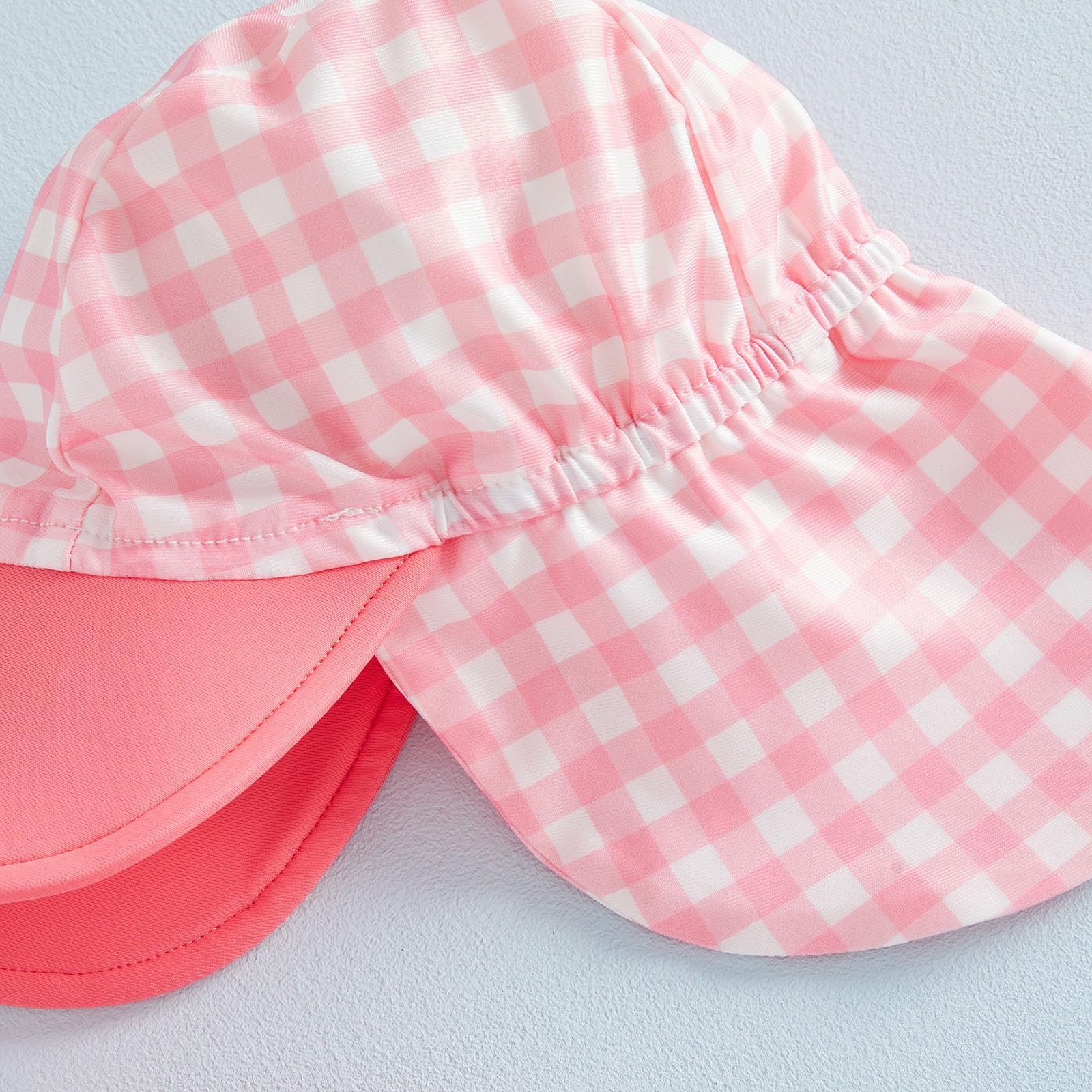 Baby Badeanzug Mädchen UV Schutz Badebekleidung mit Hut Kleinkind Karierte UV Schutz Schwimmanzug Erdbeere Druck Reißverschluss Schwimmkleidung