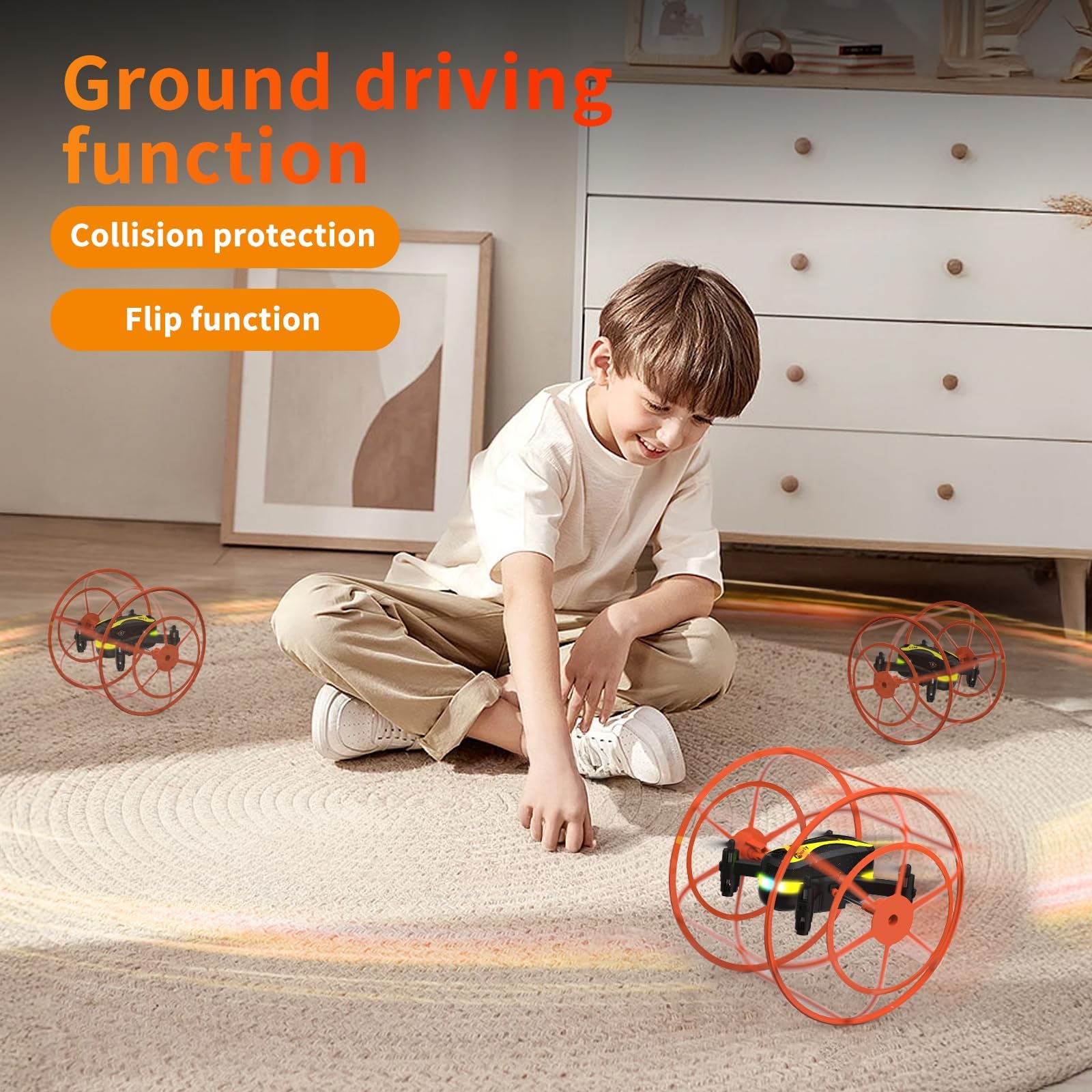 M17 Mini RC Quadrocopter Drohne mit Schutzschild Land Air Dual Modus Ein Knopf Start Landung 3D Flips Kopf loser Modus 3 Geschwindigkeits Stufen 2 USB wiederaufladbarer Akkus Geschenke