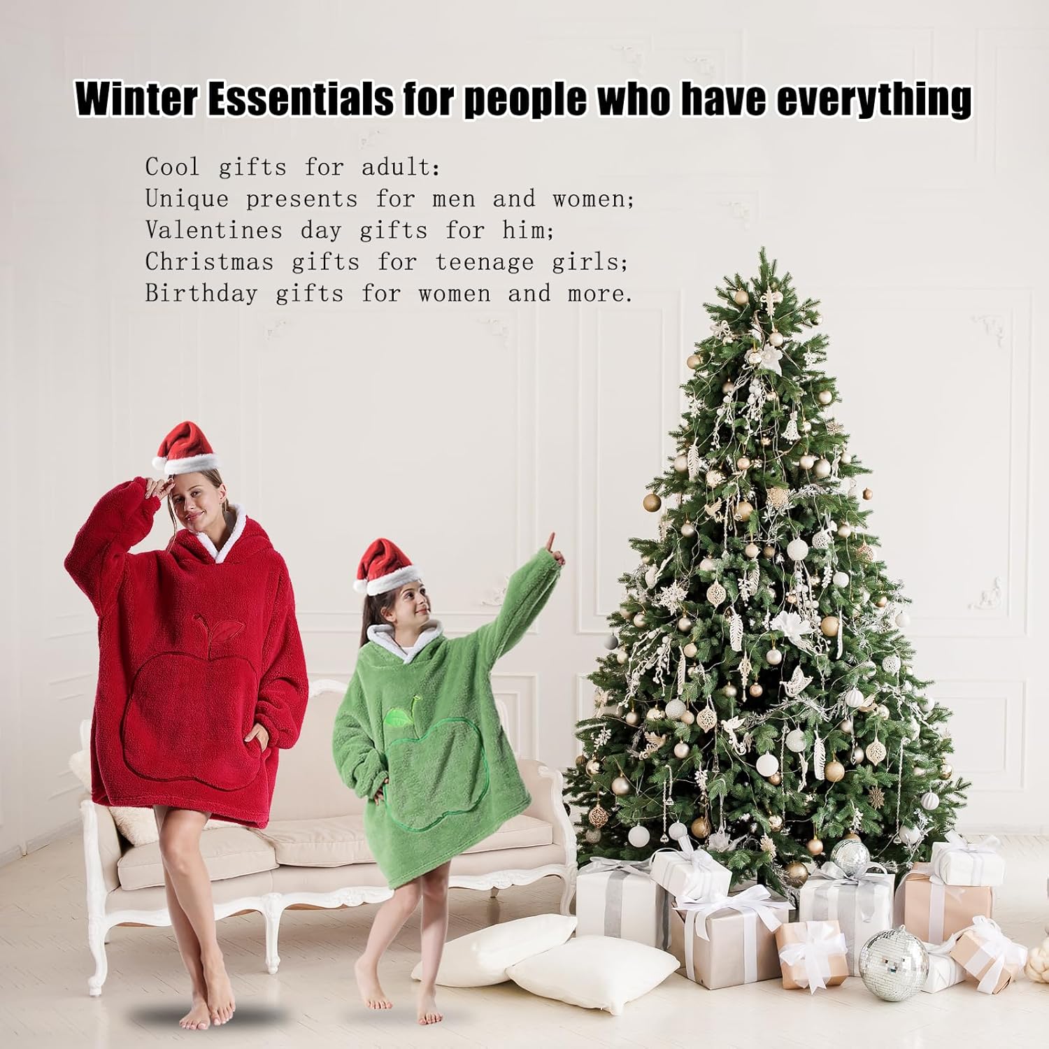 Wearable Blanket Hoodie for Women - Oversized Hooded Blanket for Adults Fluffy Plush Blanket Sweatshirt Warm Cozy Christmas Birthday Gifts for Mom Blue - Image 8