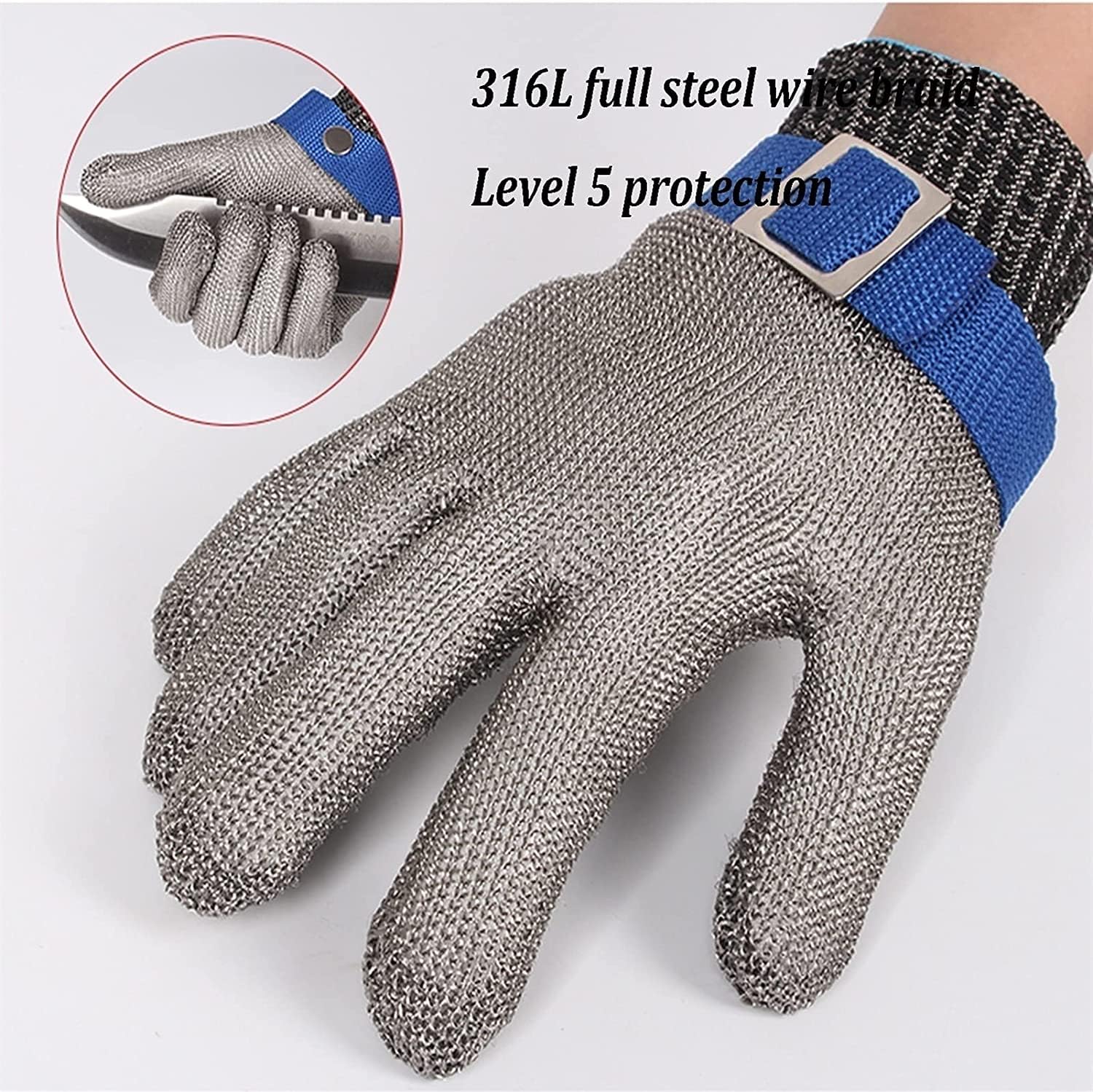 Gants anti-coupures Gants résistants aux coupures, protection de niveau de sécurité 5 de qualité alimentaire, Gants de travail de sécurité for la coupe de verre de boucherie de cuisine(6pcs,S)