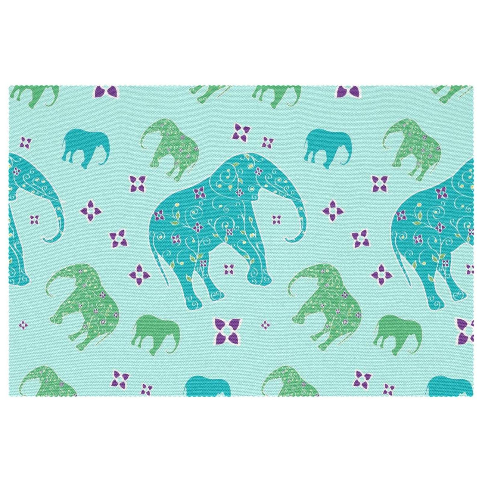 Sets de table motif éléphant bleu et vert pour sublimer vos dîners d'été en terrasse en famille