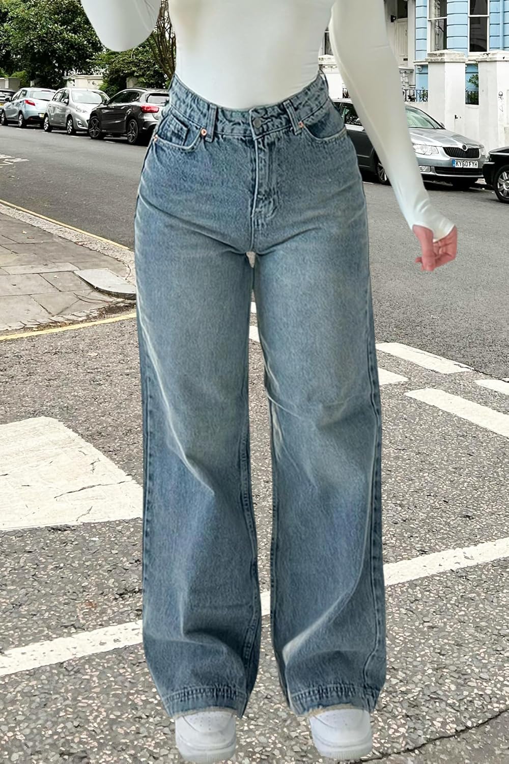 FairBeauty Women's Straight Leg High Waist Baggy Denim Jeans Loose Boyfriend Casual Stretchy Jeans - Image 8