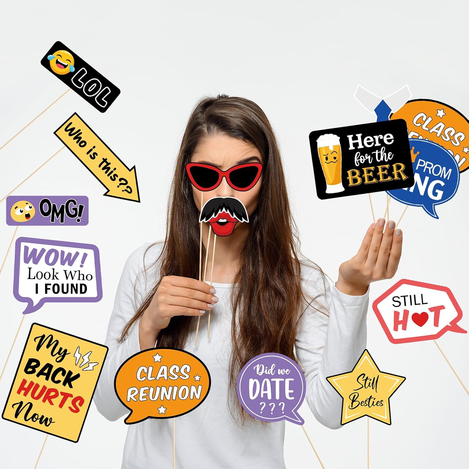 FOZEE クラス同窓会フォトブース小道具 - 高校の同窓会パーティーデコレーション - 学校歓迎パーティー装飾 - 20個