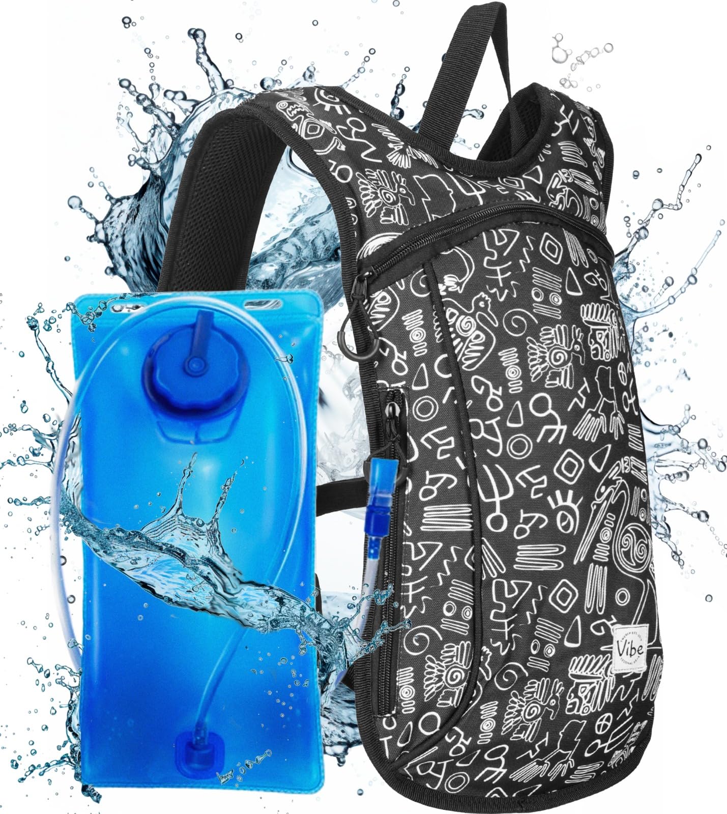 Vibe Festival Gear Hydration Pack Backpack with 2L Water Bladder for Women, Men, Teens, Kids - Hydropack Hydro Sports, Outdoor, Running, Camping,