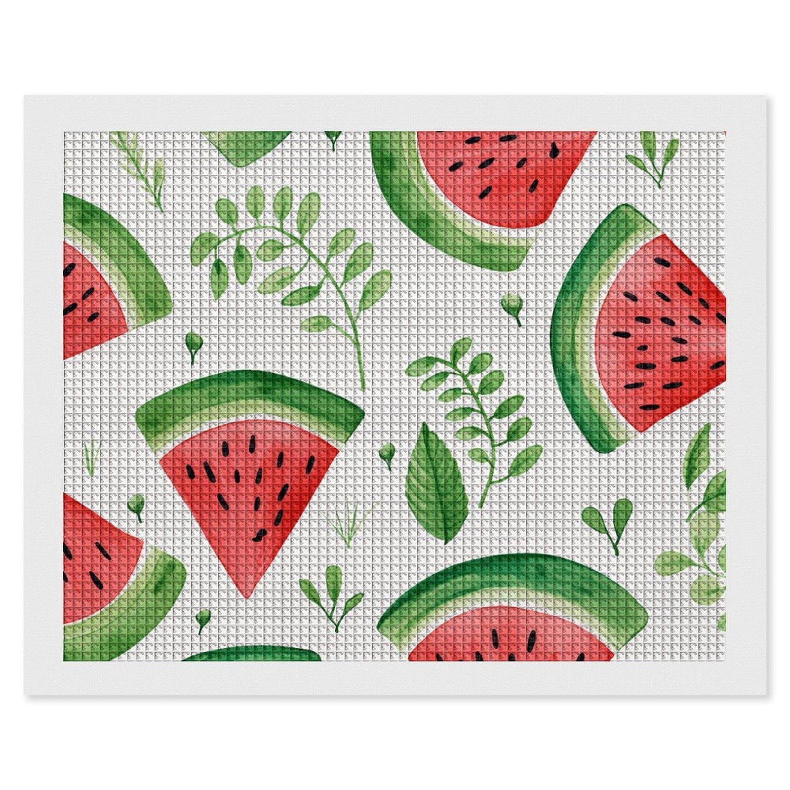 Watermelon Pattern Diamond Art Kits for Adults, DIY 5D Diamonds Painting Kits for Beginner, Round Full Drill Diamond Dots Painting, 16"x20" Diamonds Pictures Gem Art and Crafts Wall Decor