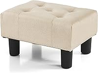 Vista 1 de BRIAN & DANY Taburete pequeño para pies, taburetes de lino con patas, reposapiés pequeño estable para sala de estar, beige