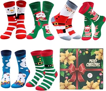 Fun Christmas Socks for Women - Funny Xmas Holiday Gifts for Female Cozy Crew Cotton Sock