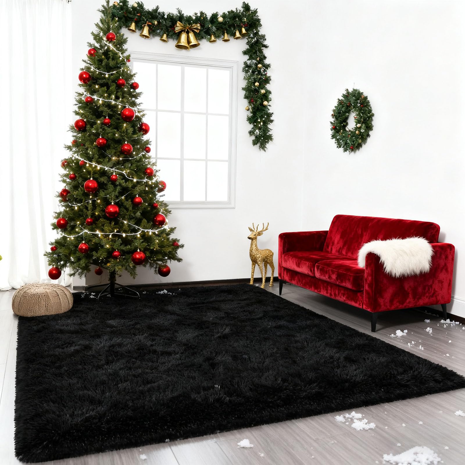 Tapis de salon super doux noir pour réchauffer votre intérieur