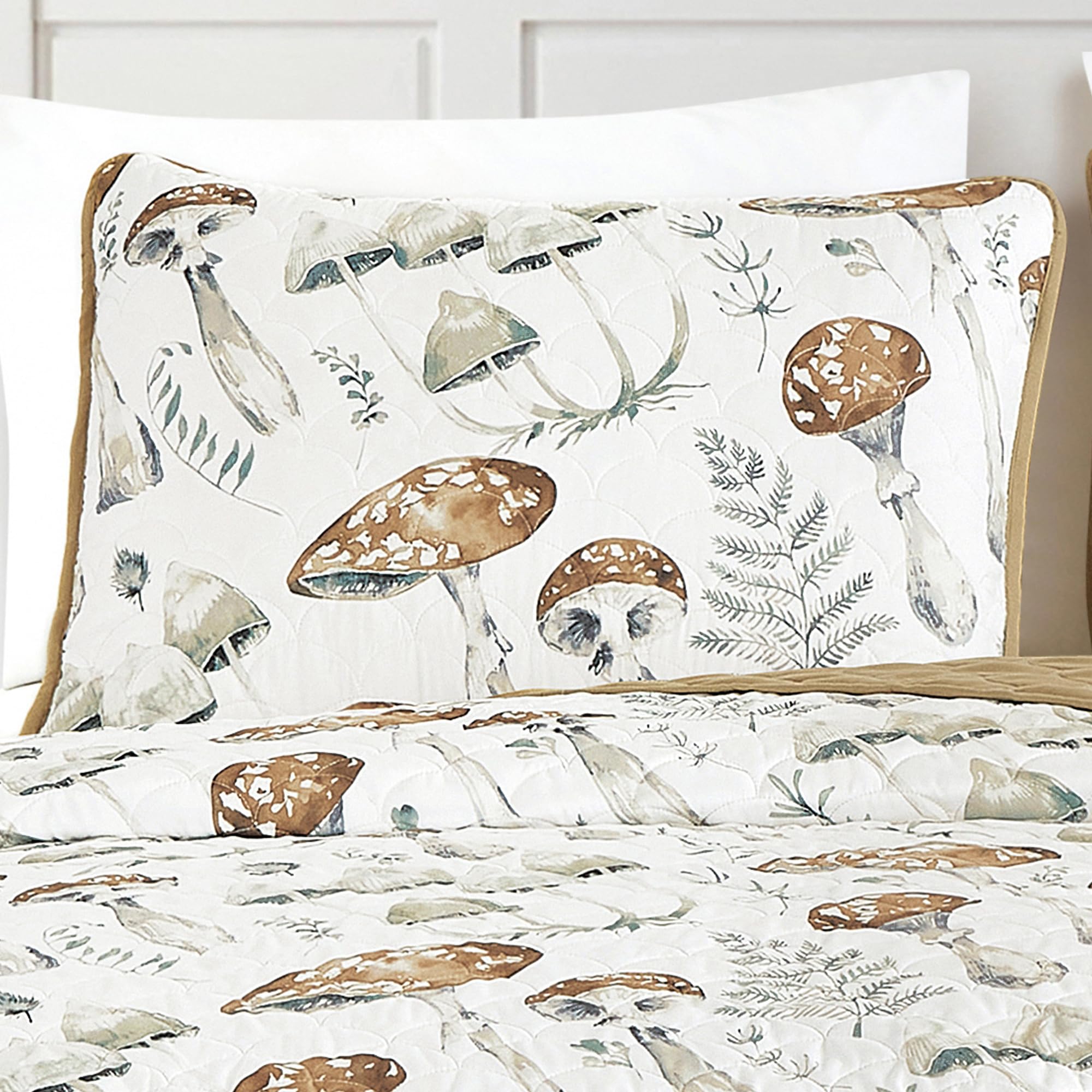 ESCA 3-Piece Teenie Taupe Mushroom Bedspread Set King Size Reversible Brown Quilt