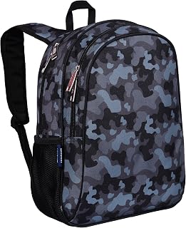 Wildkin 15 Inch Backpack for Kids, Black Camo | Ages 5-10, padded straps, side water bottle pocket — coordinates with matching Wildkin lunch boxes