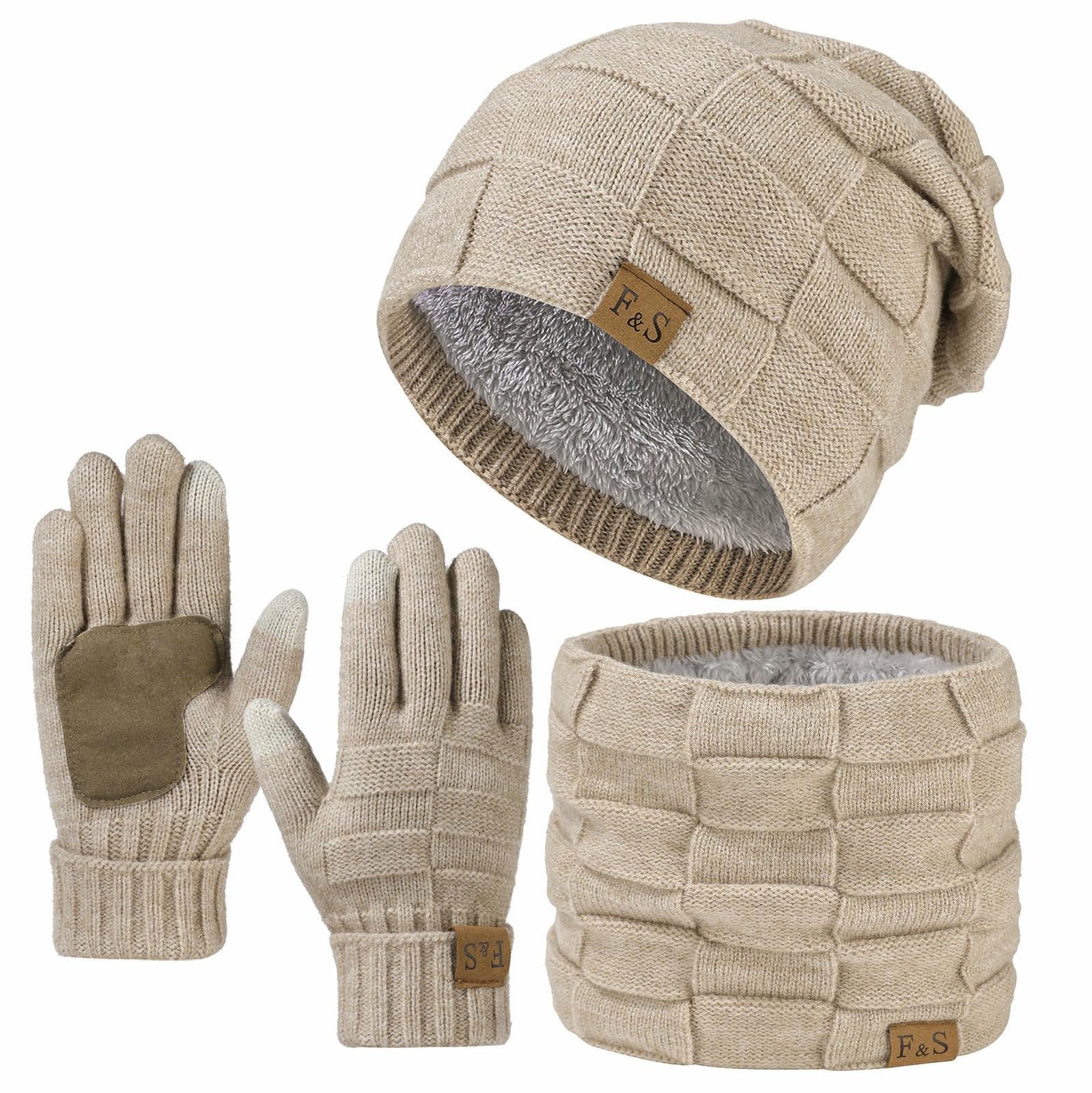 Gorro bufanda guantes de invierno para frío en exteriores conjunto de felpa