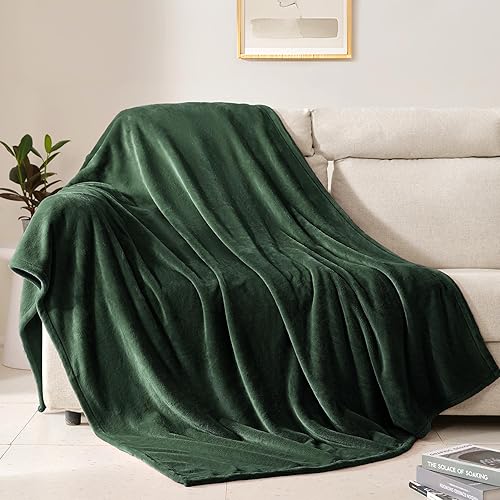 BEAUTEX Manta de vellón para sofá, sillón o cama manta de franela supersuave, ligera, mullida y afelpada, para todas las estaciones (color verde
