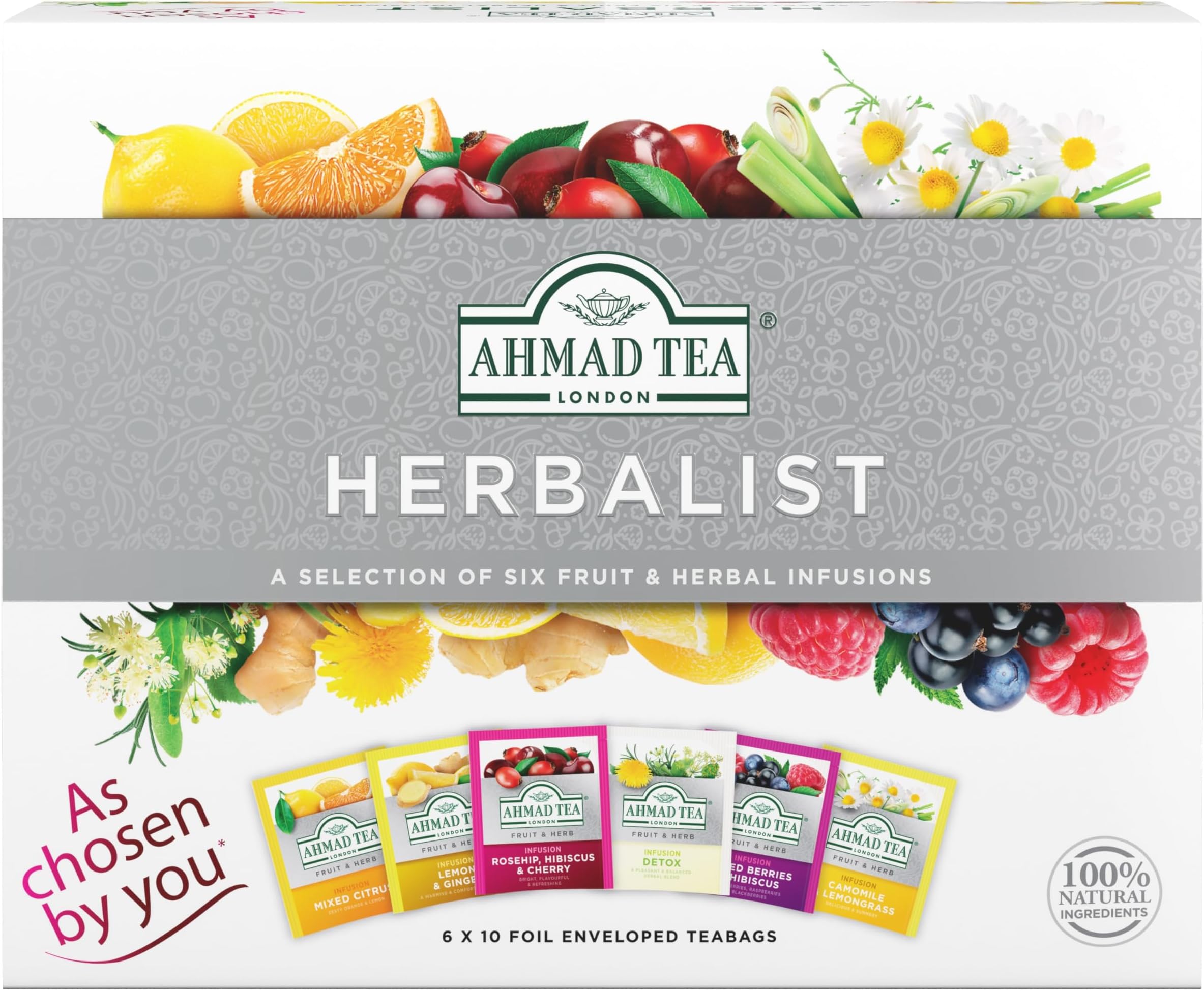 Selection Pack - Fruit and Herbal Infusions Gift Set | 60 Teabag Sachets in 6 Flavours