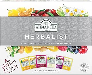Ammad Tea Herbal Tea, Herbalist Variety Gift Box, 60 Foil Teabags - Decaffeinated & Sugar-Free