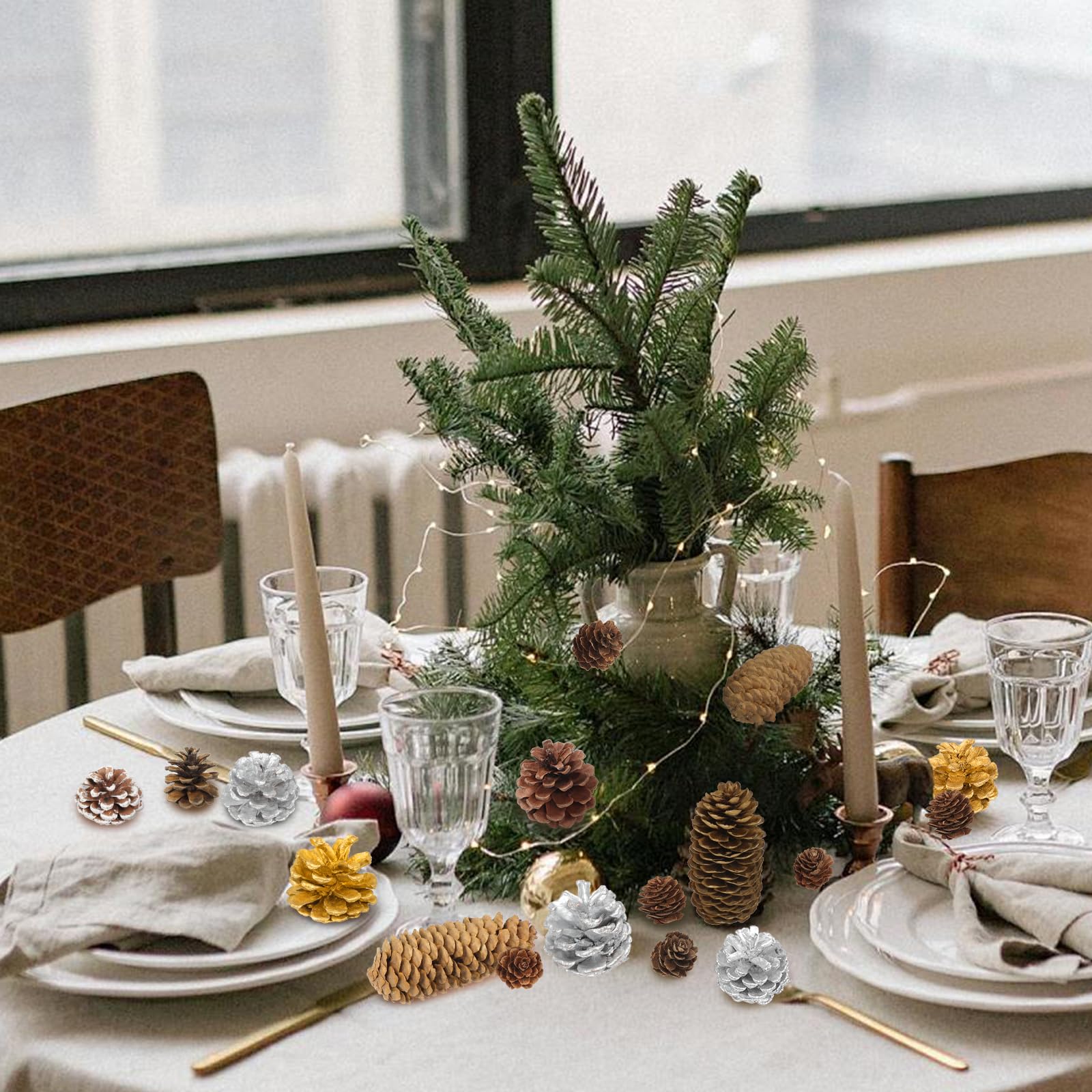 Fangoo 12 PièCe 8-12 Cm Pommes De Pin Naturelles Pommes De Pin DoréEs