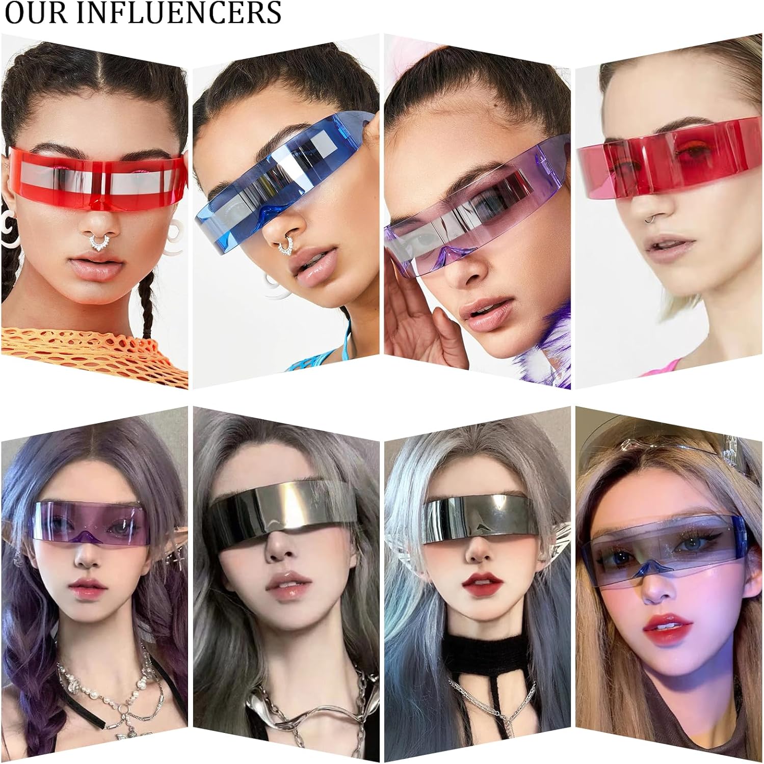 Dollger Futuristic Sunglasses Y2K Space Cyclops Wrap Around Glasses Rimless Translucent Mirrored Lens - Image 5