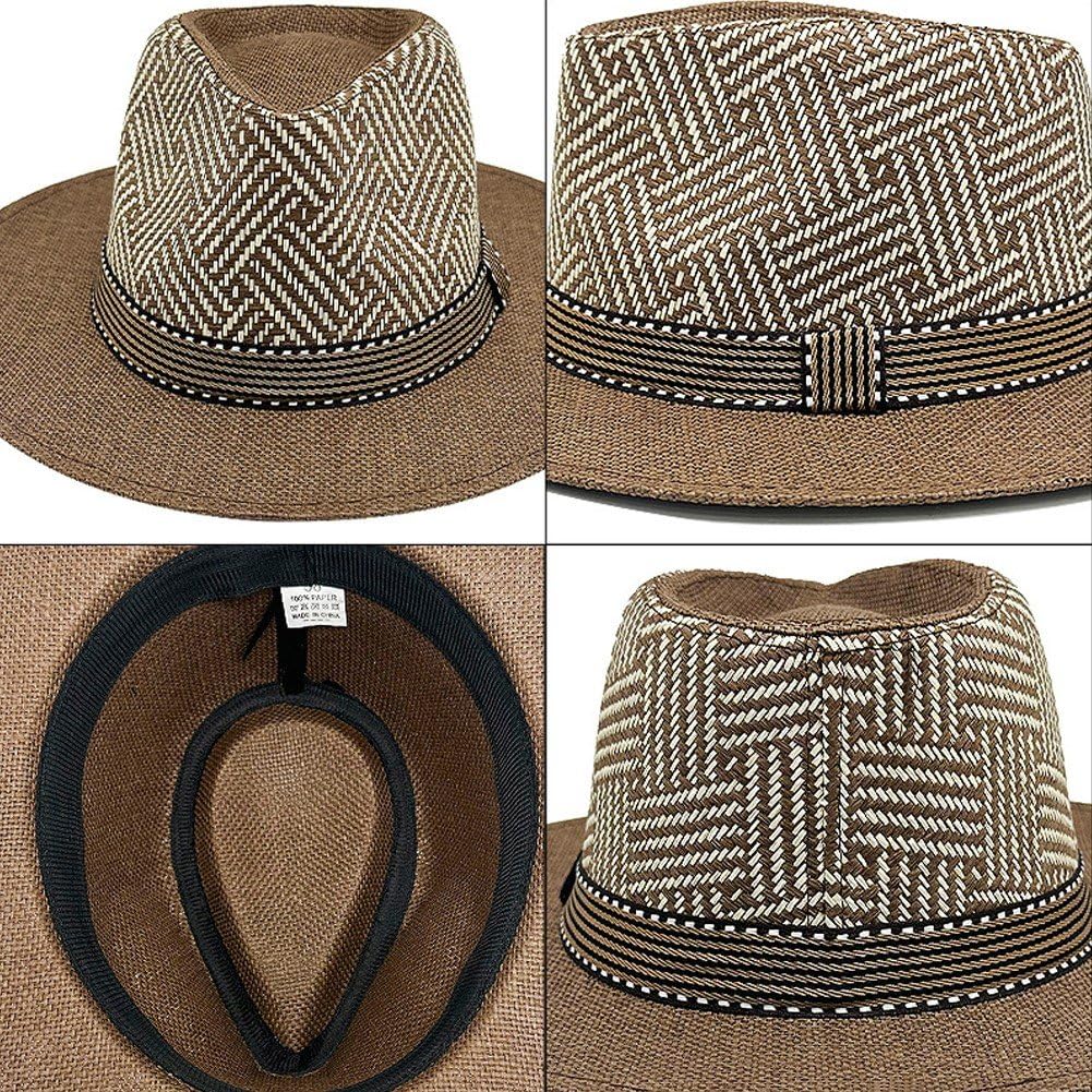 Cappelli di Paglia Panama per Uomo E, Pieghevoli, a Tesa Larga, Ideali per, per Protezione Solare Estiva dai Raggi UV.