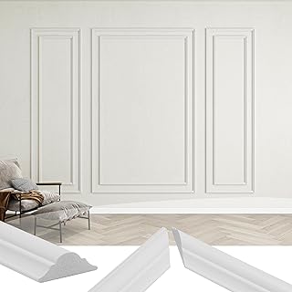 KASARO Pre-Cut Wall Molding Kit, Wainscoting Ready to Assemble 3D Panel ...