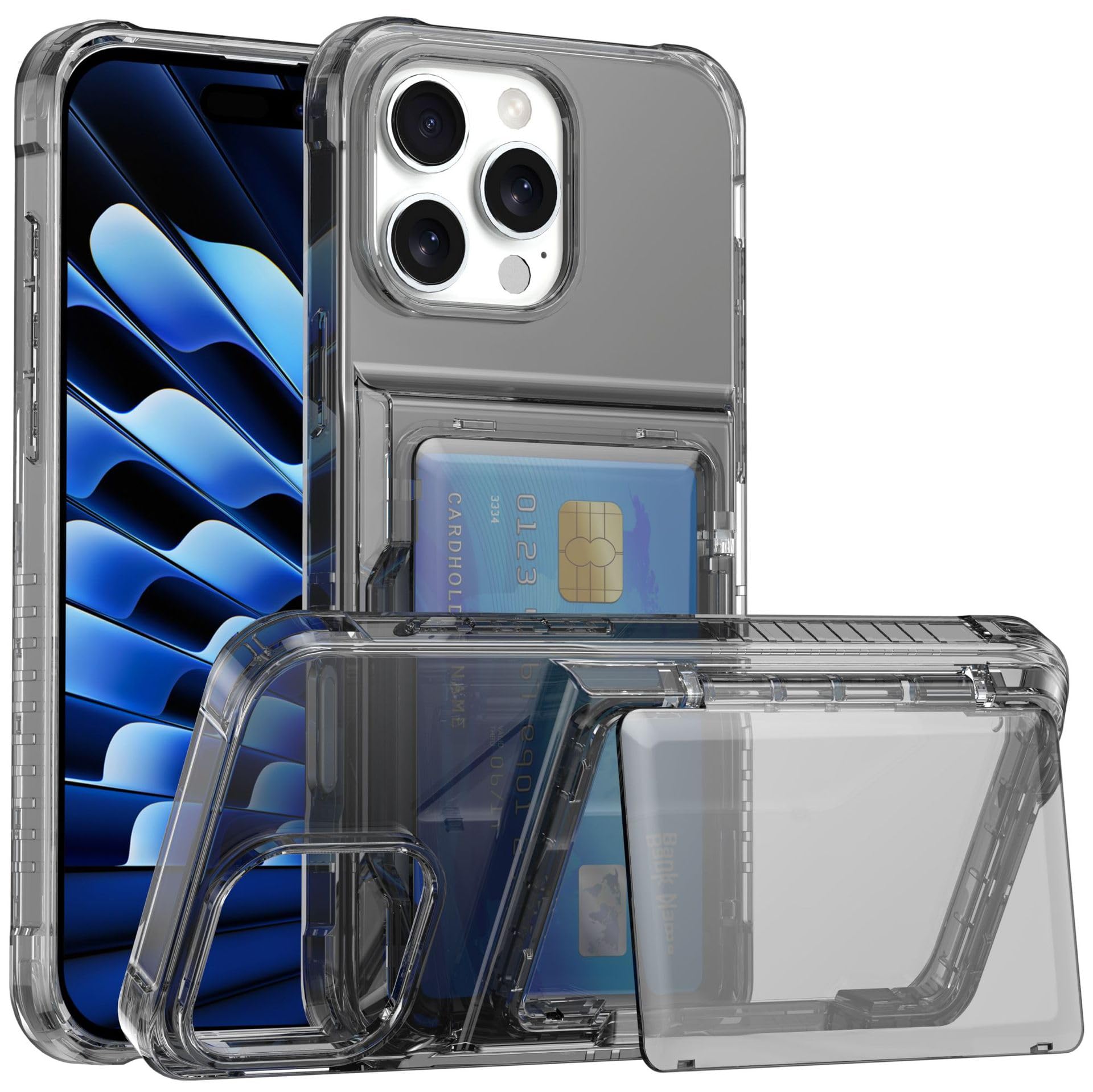Amazon.co.jp: 透明 いphone 14 背面カード収納 ケース スタンド付き