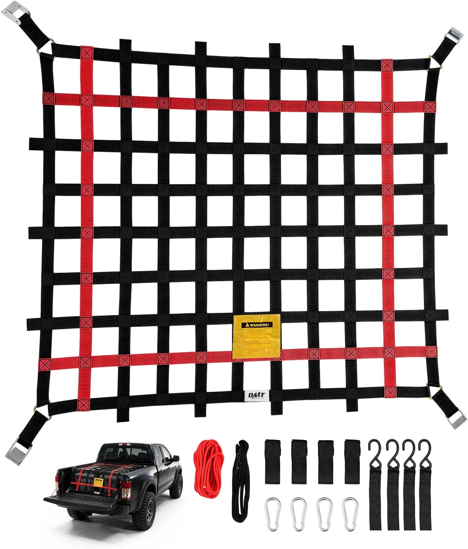 OMT 3.5x4.1ft Heavy Duty Cargo Net for Truck Bed & SUV, 1100lb Load