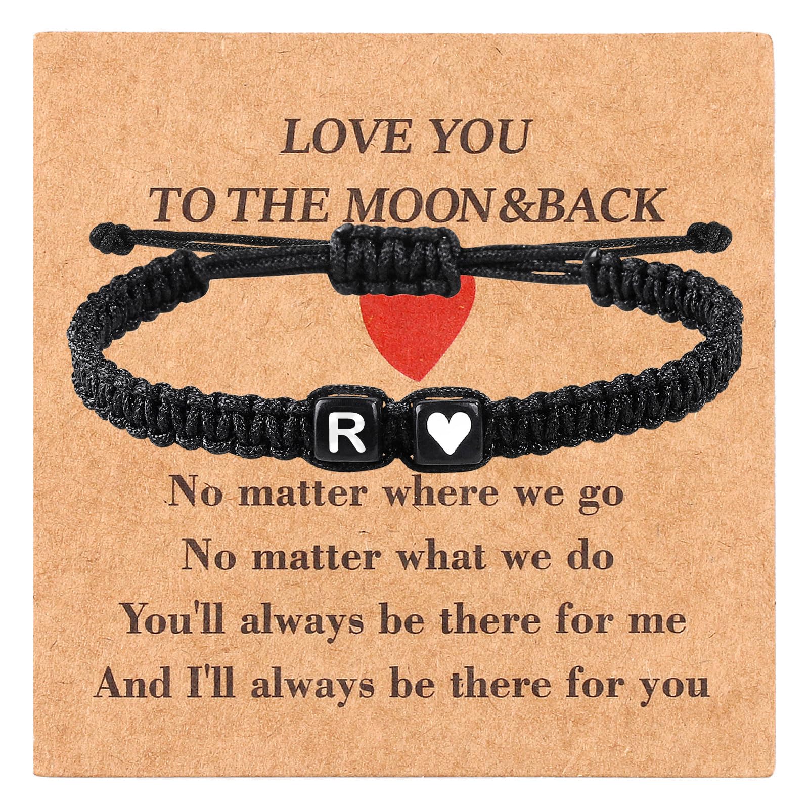 Valentines Day Gifts for Him Her Heart Love Letter Initial Matching Couple Bracelets for Women Men Teen Gifts Best Friend Graduation Birthday Gifts A-Z Braided Bracelet Son Daughter Dad Jewelry