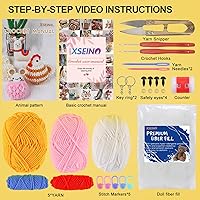 Vista 2 de XSEINO Kit de ganchillo para principiantes - Kit de inicio de ganchillo con tutoriales en video paso a paso - Kits de aprendizaje de ganchillo