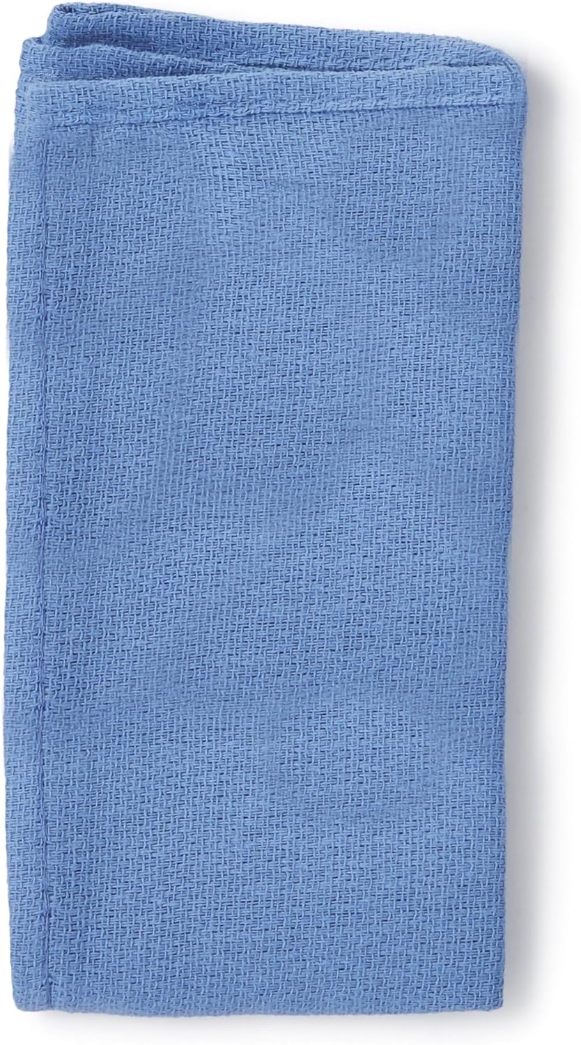 McKesson O.R. Towels, Disposable - Cotton, Plain Weave, Pre-Washed, Single-Use, Non-Sterile - Blue, 17 in x 27 in, 100 Towels, 1 Pack