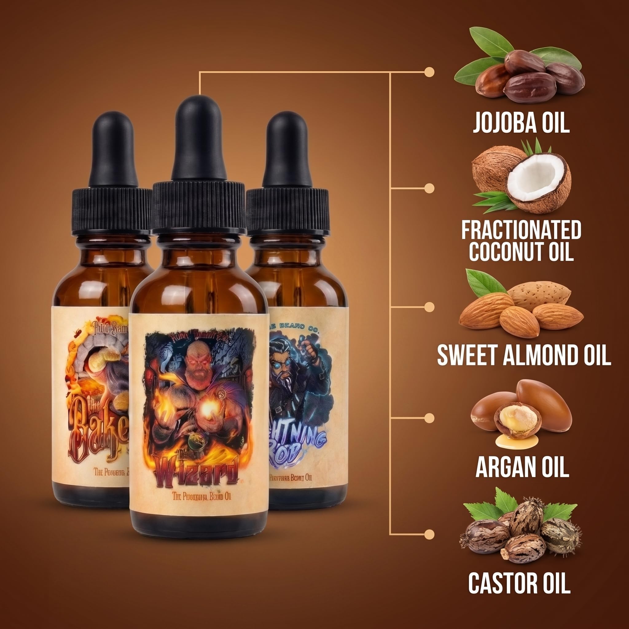 Fable Beard Co. Beard Oil - Arcane Confections Collection, Doughnuts, Buttercream & Fruity Cereal, Natural Beard Oil for Men with Jojoba & Argan Oils, Vitamin E, Beard Softener, Made in USA (3 Fl Oz)