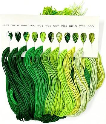 1 Pieces Cross StitchEmbroidery Floss,100% Eco-Cotton Cotton Premium Skeins, Ideal for Arts & Crafts Green Series 67891