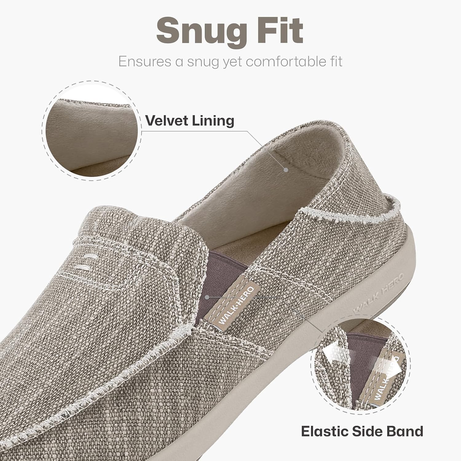 Mens Slip On Shoes, Canvas Mens Loafers with Arch Support, Orthopedic Mens Boat Shoes for Plantar Fasciitis, Indoor & Outdoor Walking Slippers Shoes for Pain Relief - Image 3