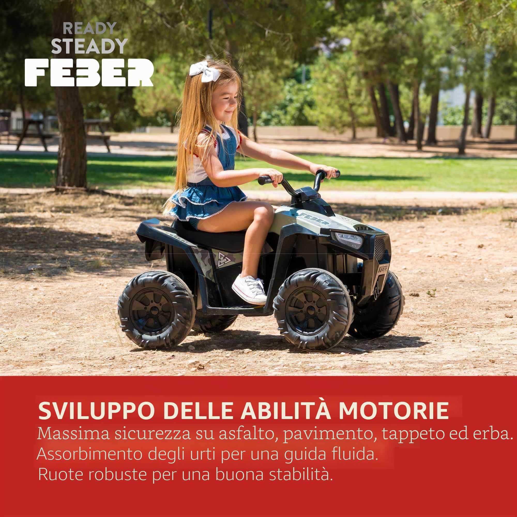 FEBER - Quad Boxer da 12 V, veicolo elettrico a batteria da 12 V, con marce avanti, posteriori e freni, fino a 5 km/h, caricatore incluso, 45 min di gioco, +3 a 5 anni, famoso (FEN45000)