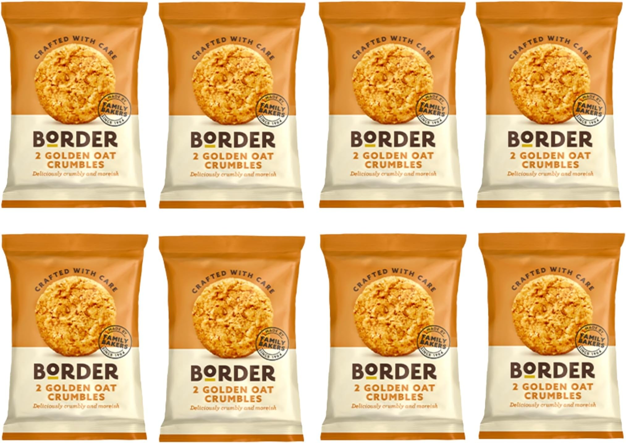 Golden Oat Crumbles - Luxury Mini Packs of 2 Border Biscuits (Pack of 8)