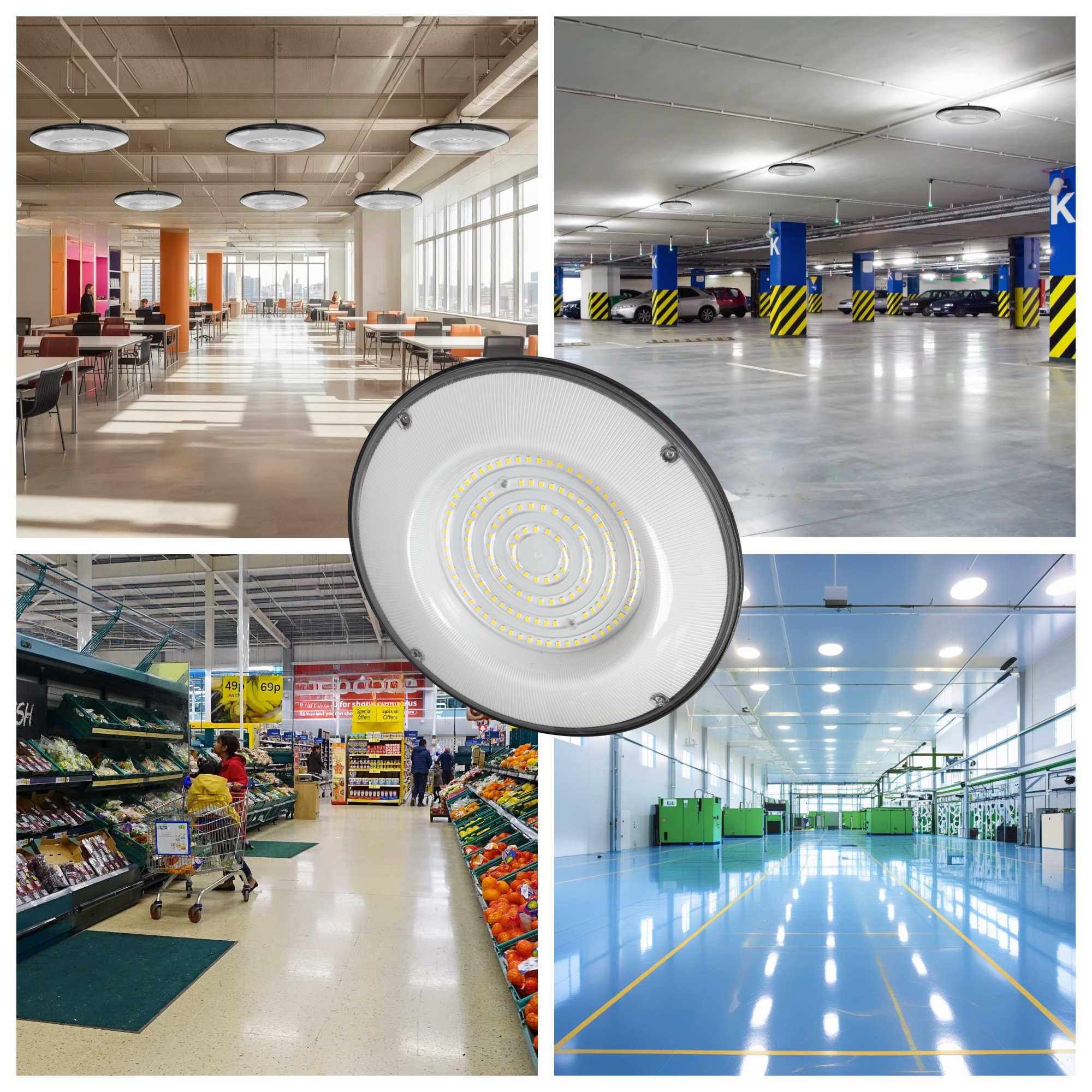 Sigmaled Lighting, Lampada LED UFO per Capannone 100W 10.000lm, Faro IP65, Bianco Freddo 6000K, Illuminazione Industriale Luci per Officina Magazzini Garage, Proiettore industriale High Bay, pack 1