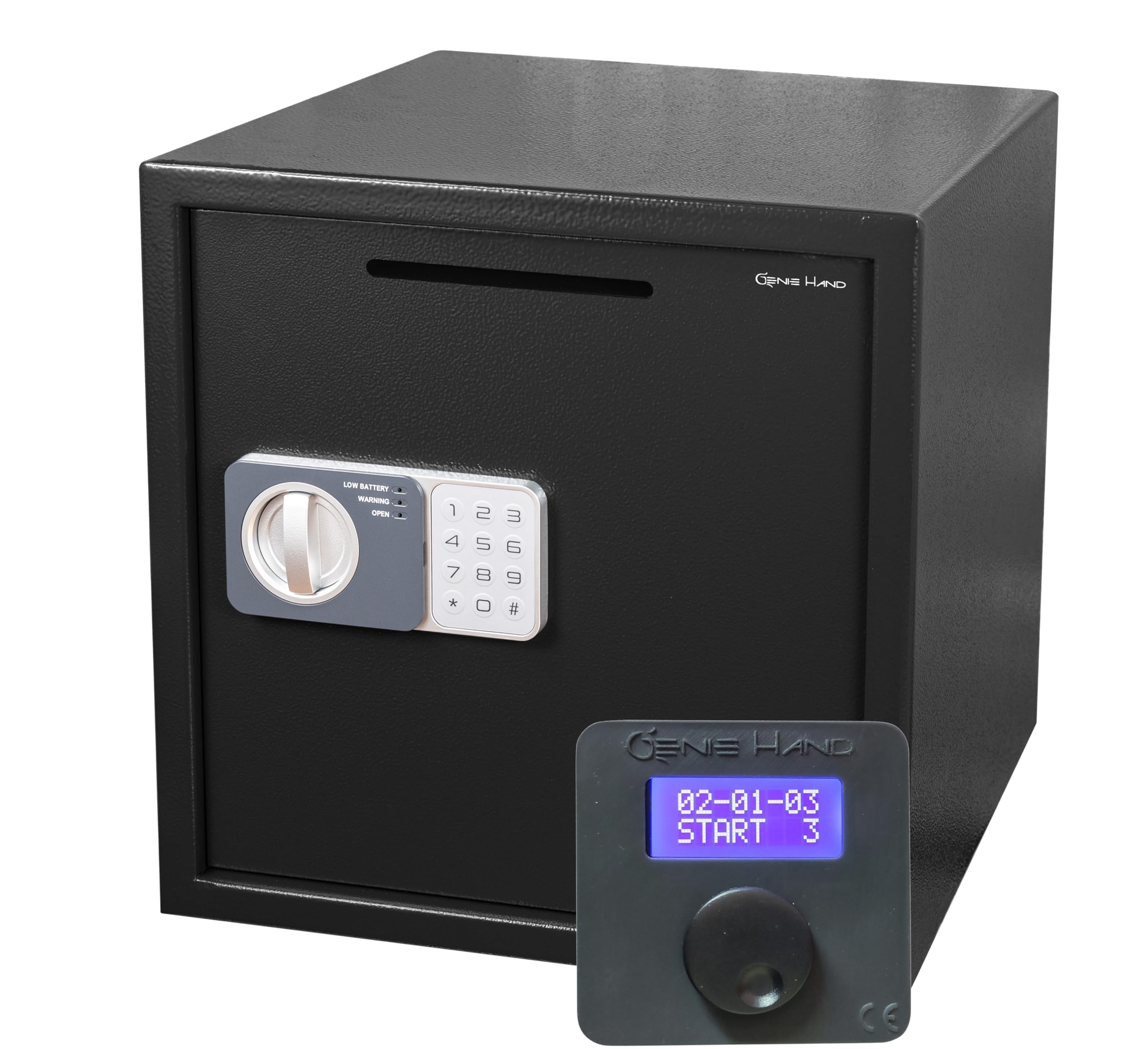 Genie Hand Black – Time Lock Countdown Safe – B-Class Lock – Anti Bounce Technology (Large Depository)
