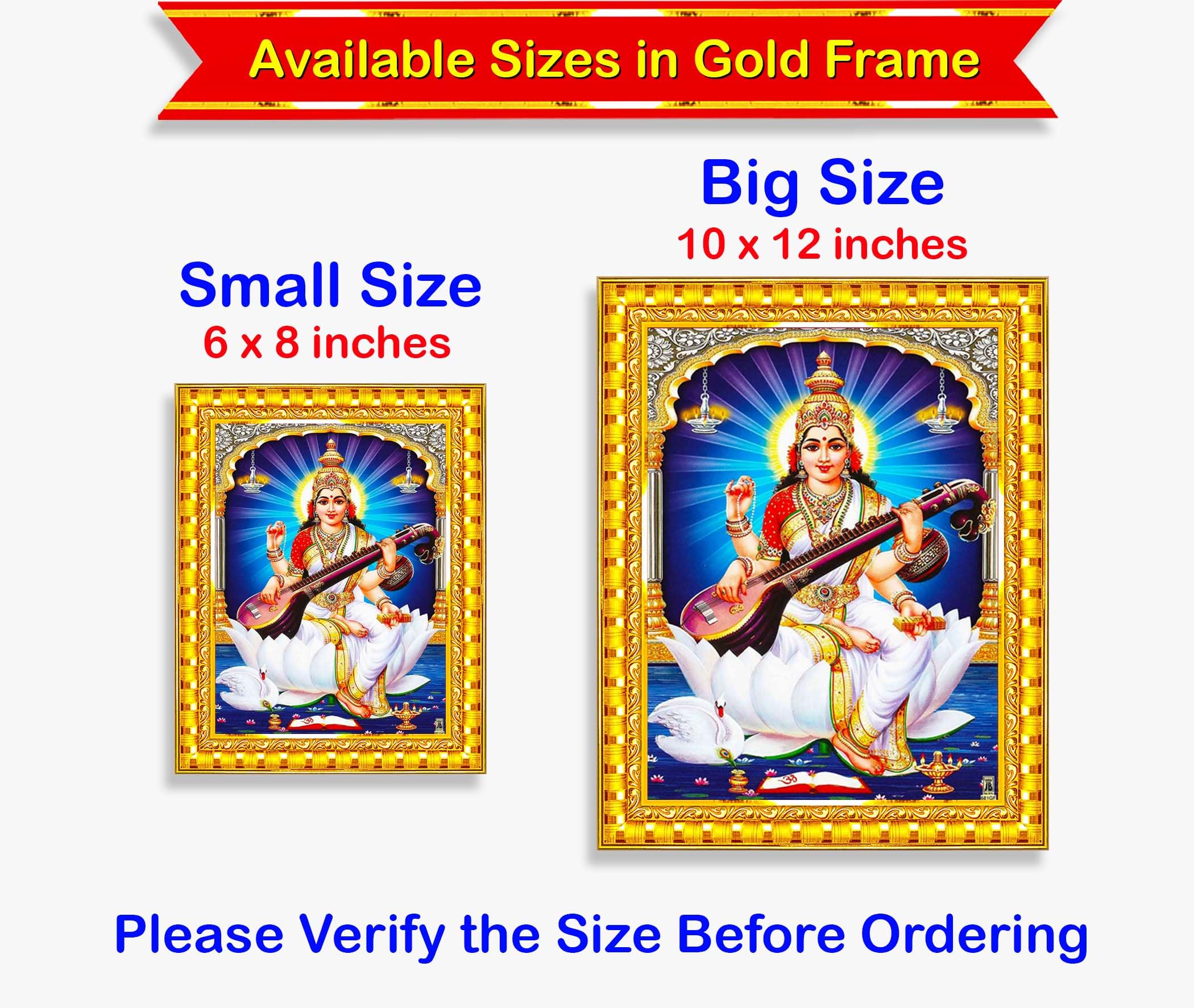 Saraswati Devi Wall Painting - Framed Home Decor -5