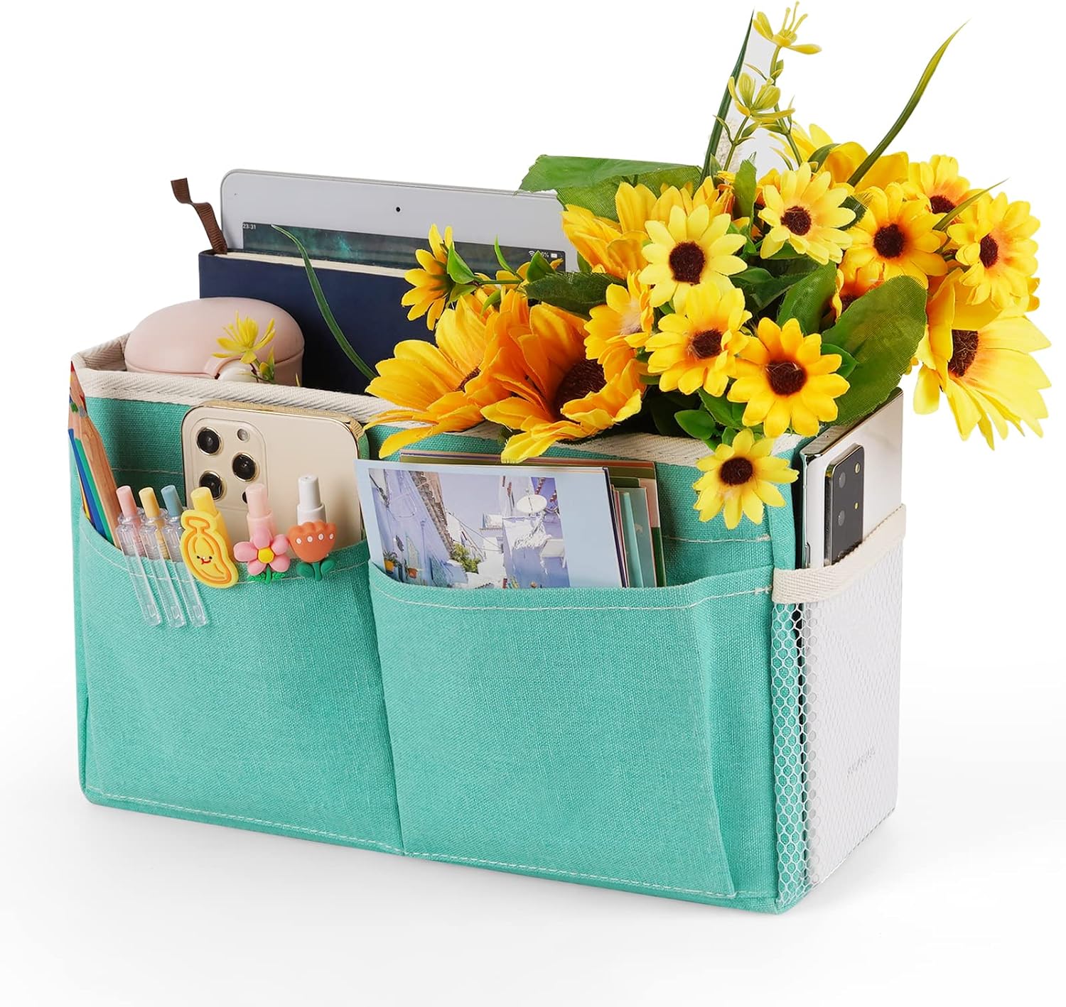 Bedside Caddy Bedside Hanging Storage Basket Bed Caddy for Headboards Bunk Dorm Rooms Crib Beds Rails Organizer (Grey)