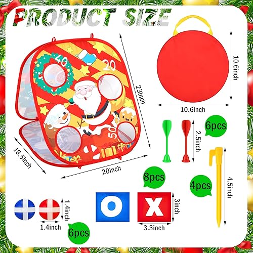 Miniatura 2 de Liliful Juego de lanzamiento de bolsas de frijoles de Navidad 3 en 1, juegos de fiesta de Navidad para familias, juego plegable de cornhole y