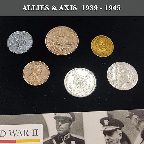 Miniatura 4 de Moneda mundial de la Segunda Guerra Mundial - 6 monedas utilizadas durante la 2 Guerra Mundial por Aliados y Axis (1939-1945). Recuerdos especiales