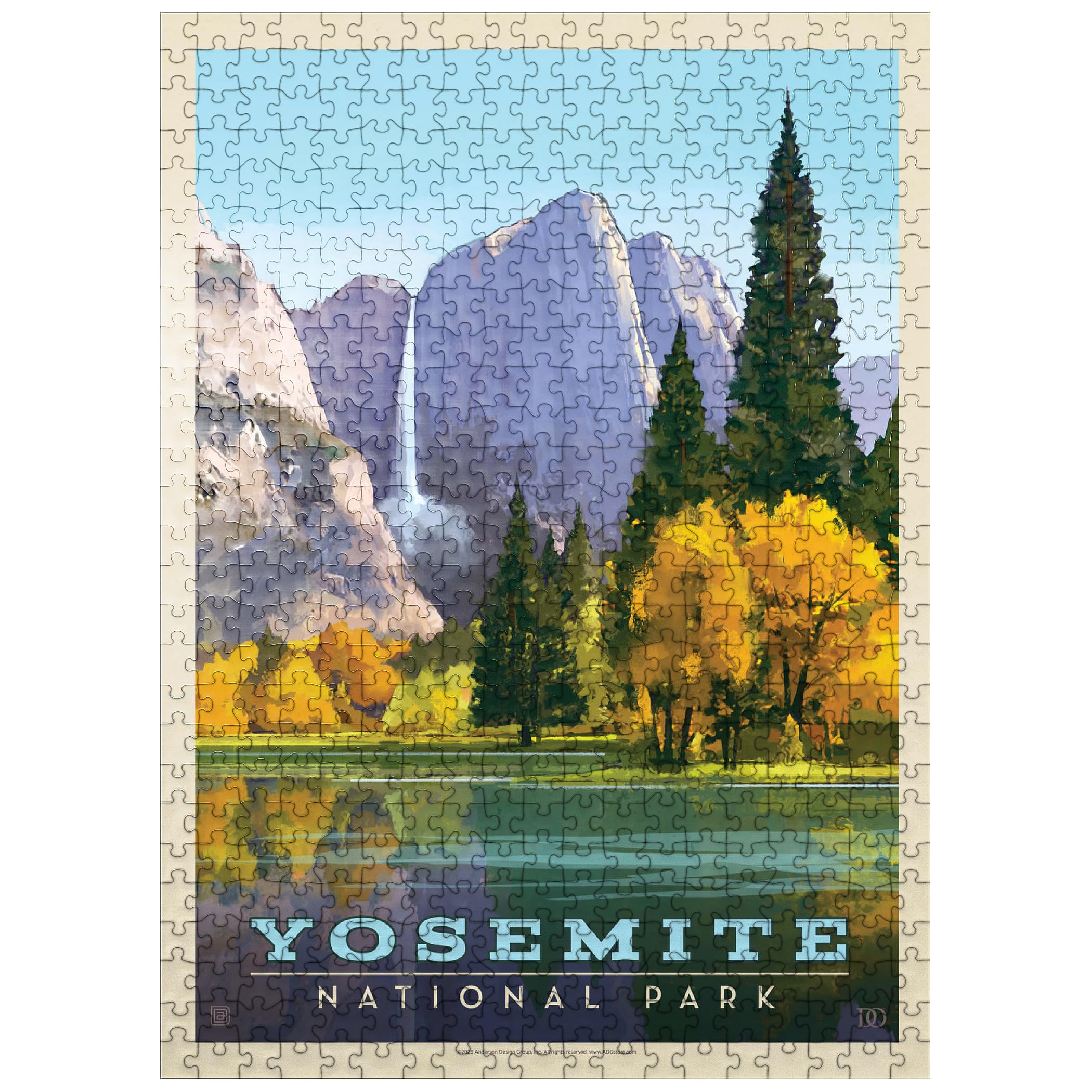 MyPuzzle Yosemite National Park: Golden Vista, Vintage Poster - Premium 500 Piece Jigsaw Puzzle for Adults