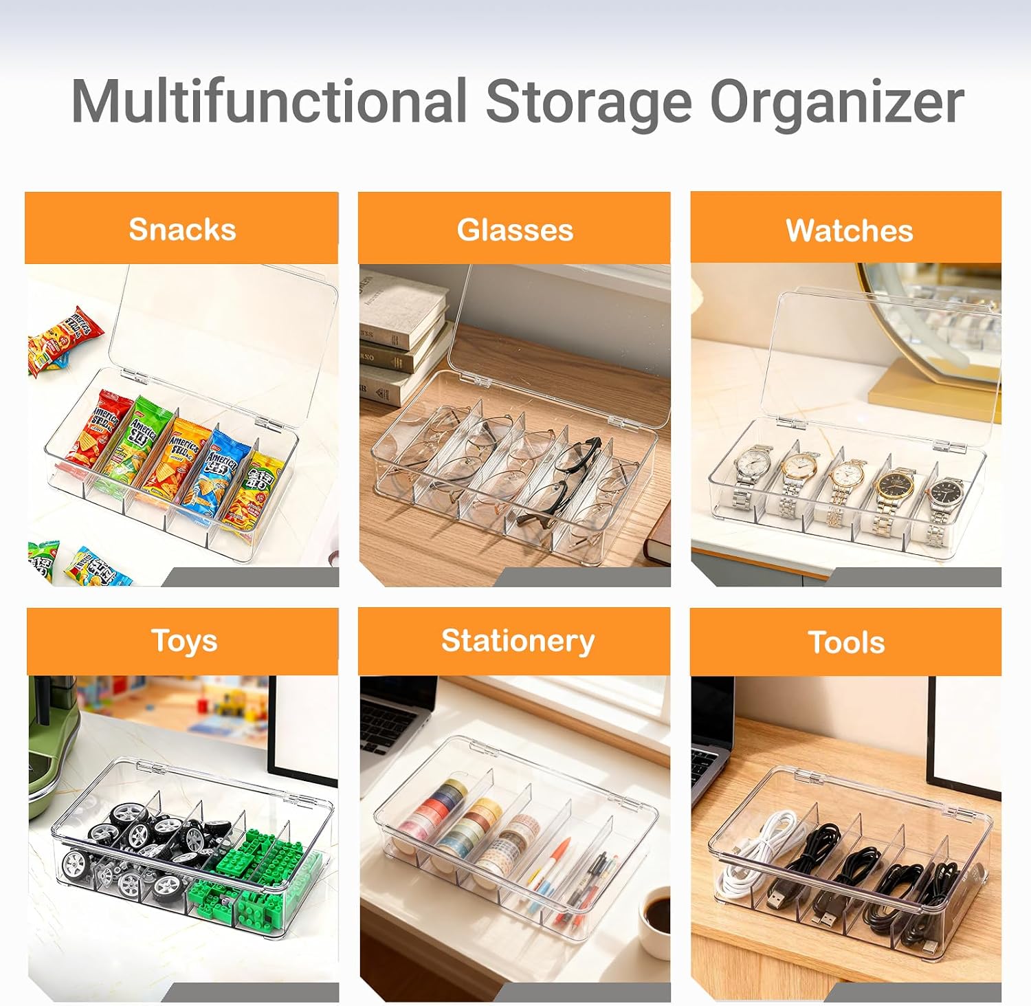 Sunglass Organizer, Plastic Stackable Eyeglass Case Storage for Multiple Glasses, Reading Glasses