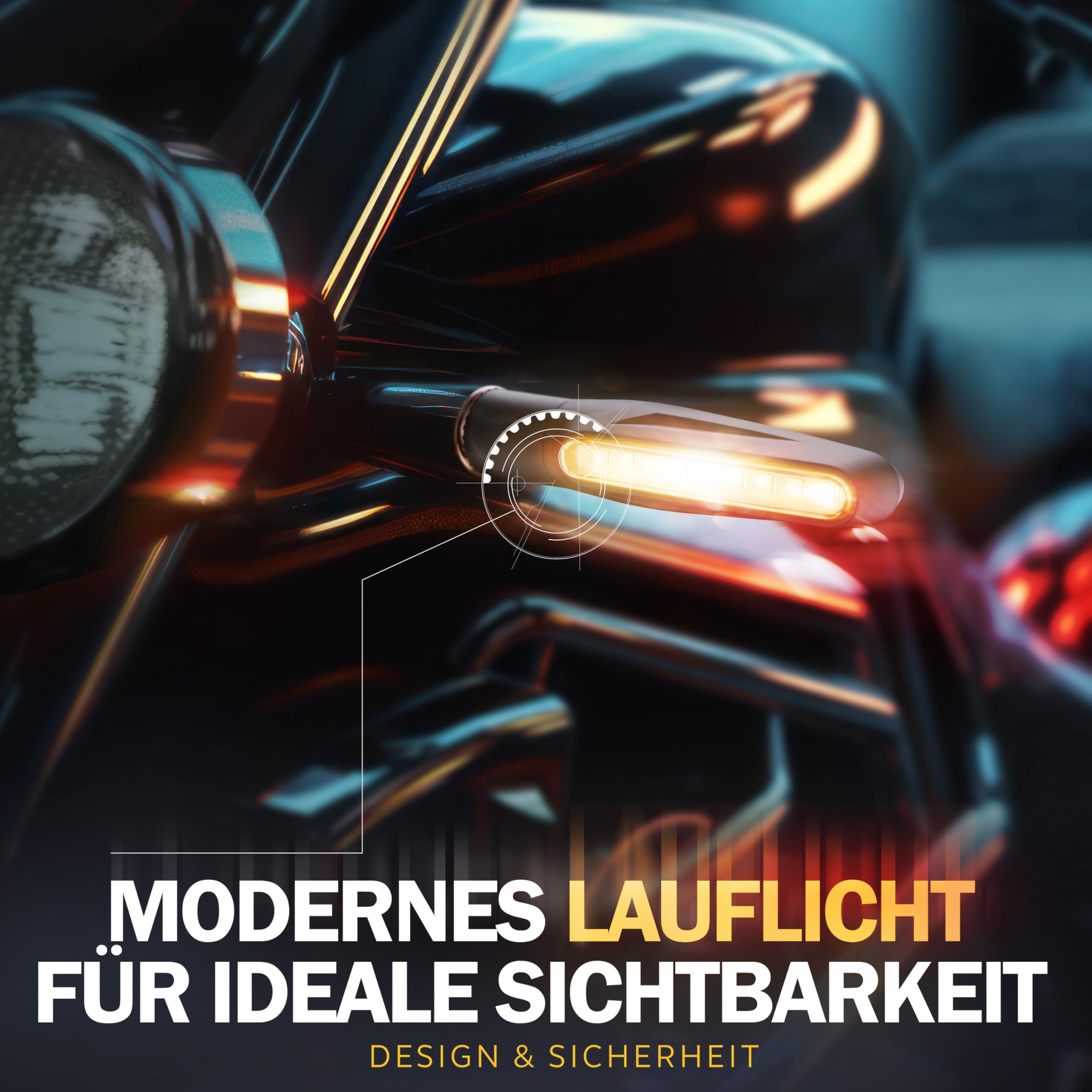 4x LED Blinker Motorrad E Geprüft mit Lauflicht LED | Universelle Mini Blinker Moped Zubehör | StVZO konform (4er Set)