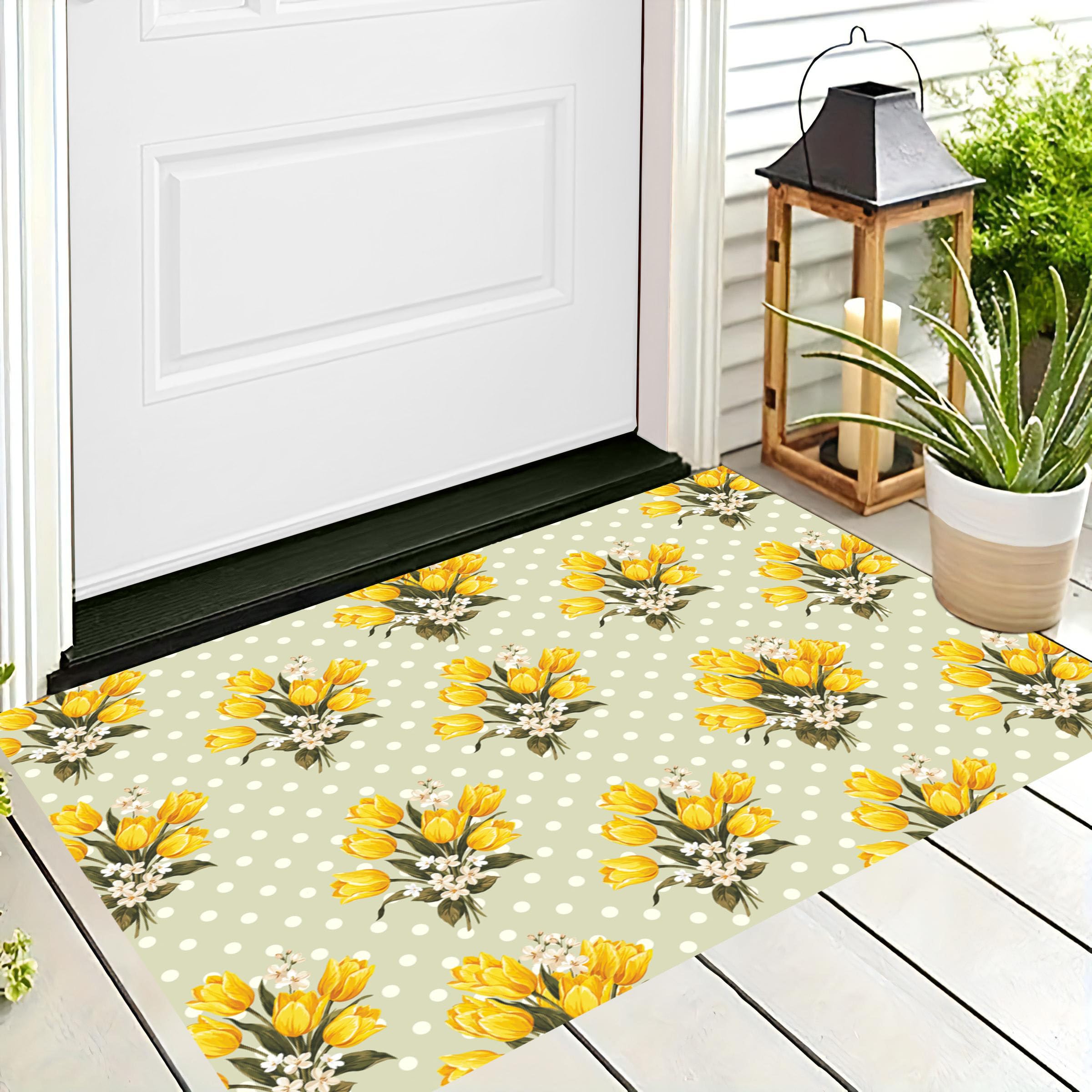 Paillasson entree antidérapant et lavable tapis de porte à pois rustiques