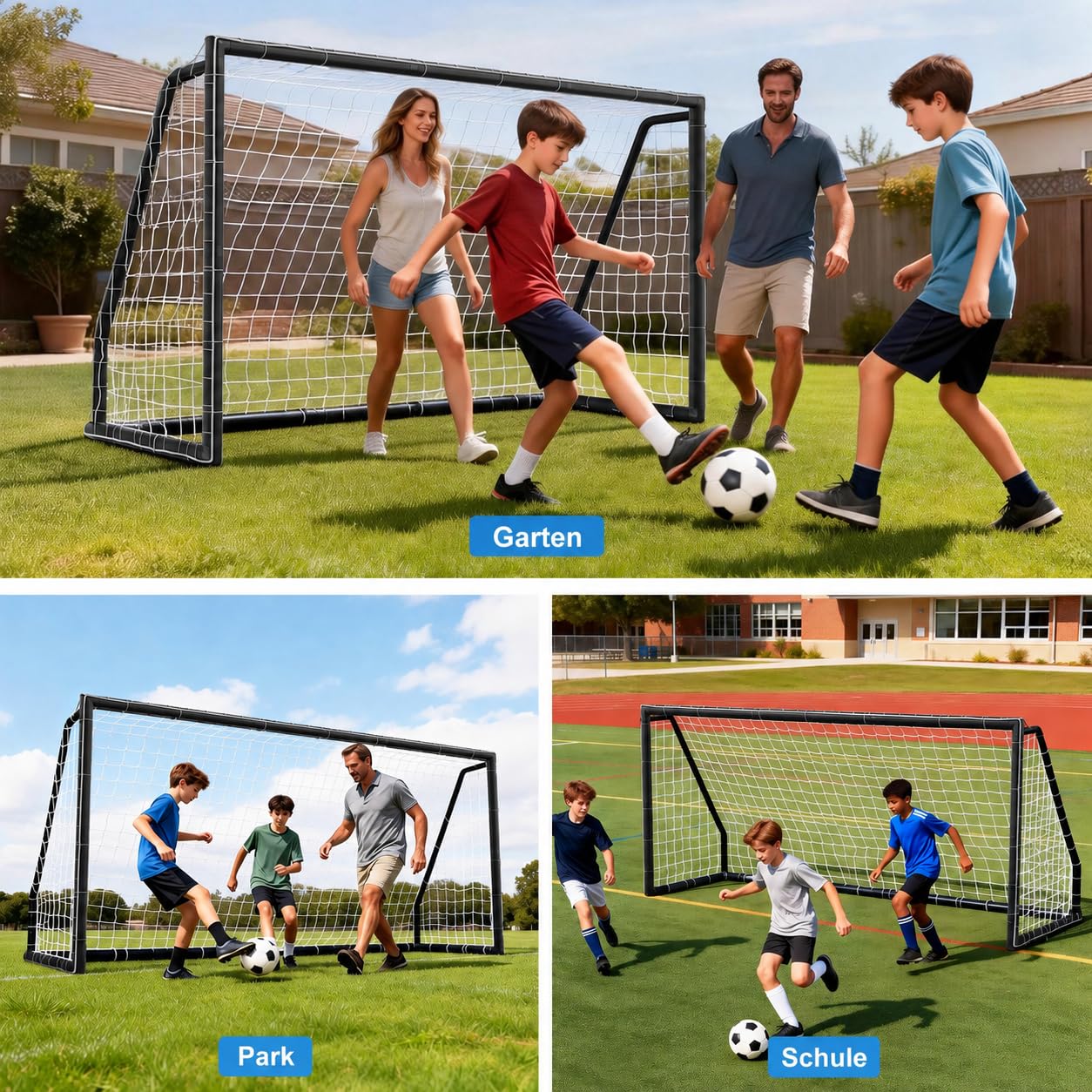 MOPHOTO FußBalltor FüR Garten, Faltbares/Festes Outdoor-TrainingsfußBalltor | Stahlrahmen/Pvc-Material, Einfach Zu Montieren, Geeignet FüR FußBallspiele
