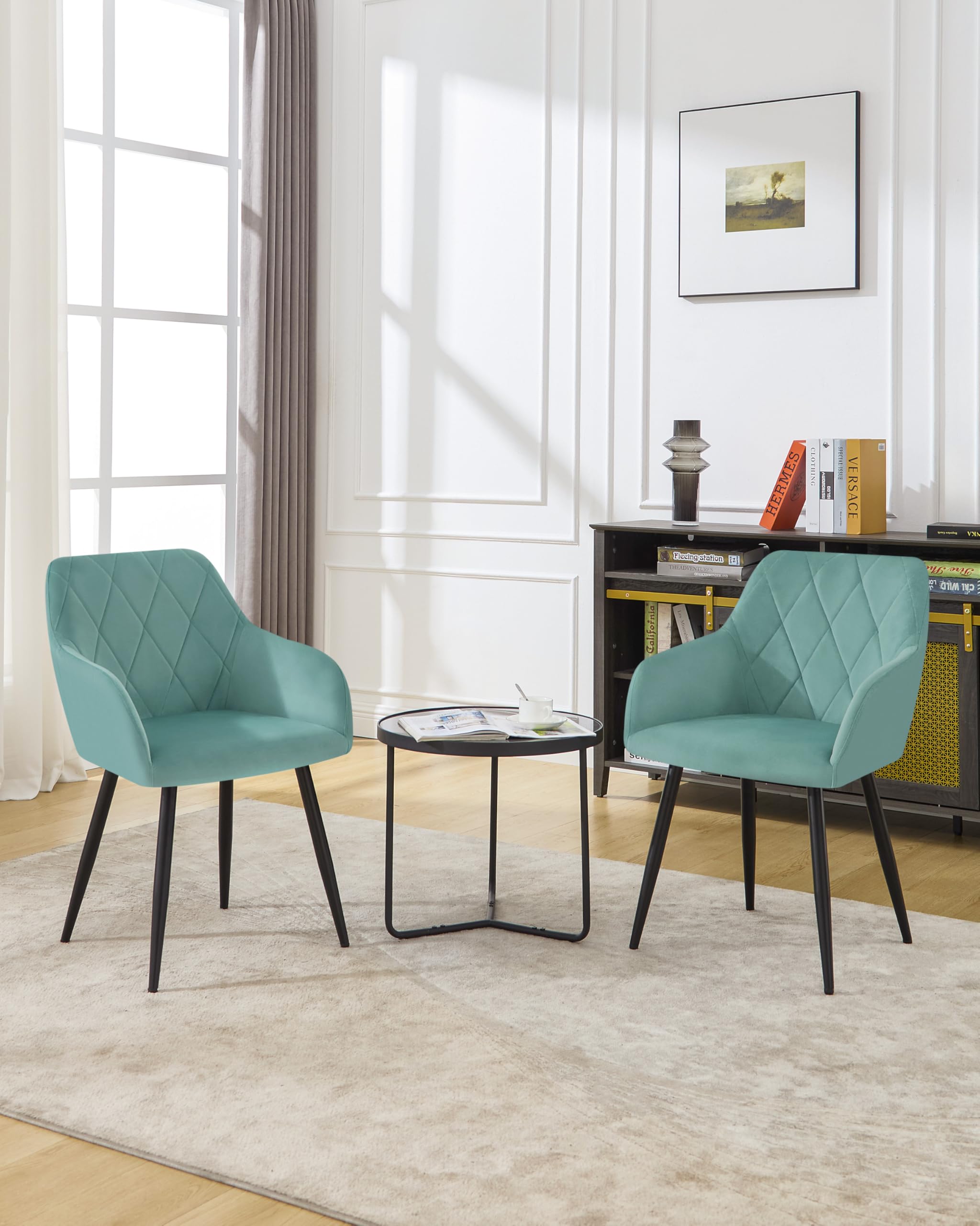 WOLTU Sillas de Comedor,Terciopelo,Turquesa