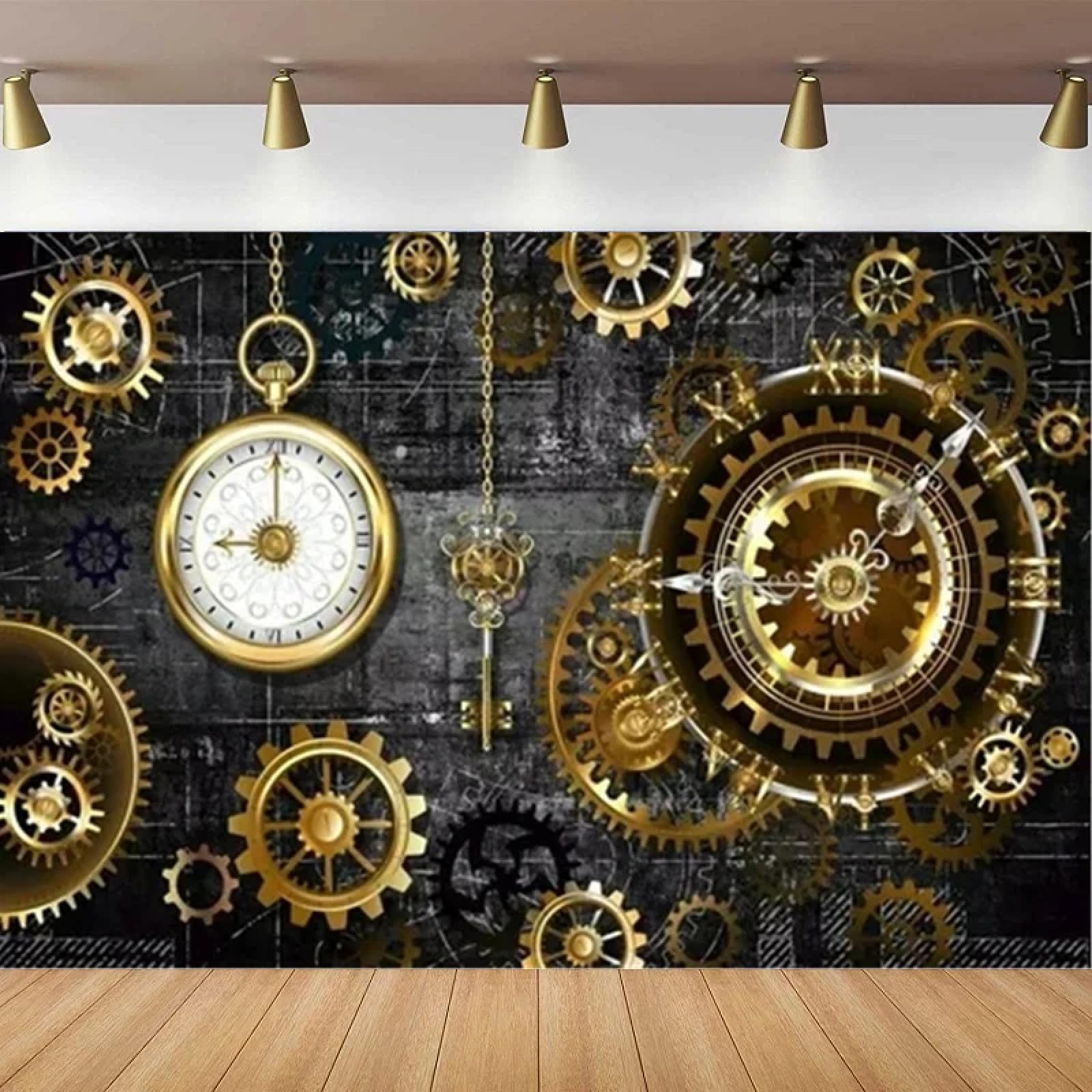 Antik Fotografie Alt Metall Getriebe Industrie Hintergrund Rostig Dampfmaschine Nostalgie Party Dekor Banner