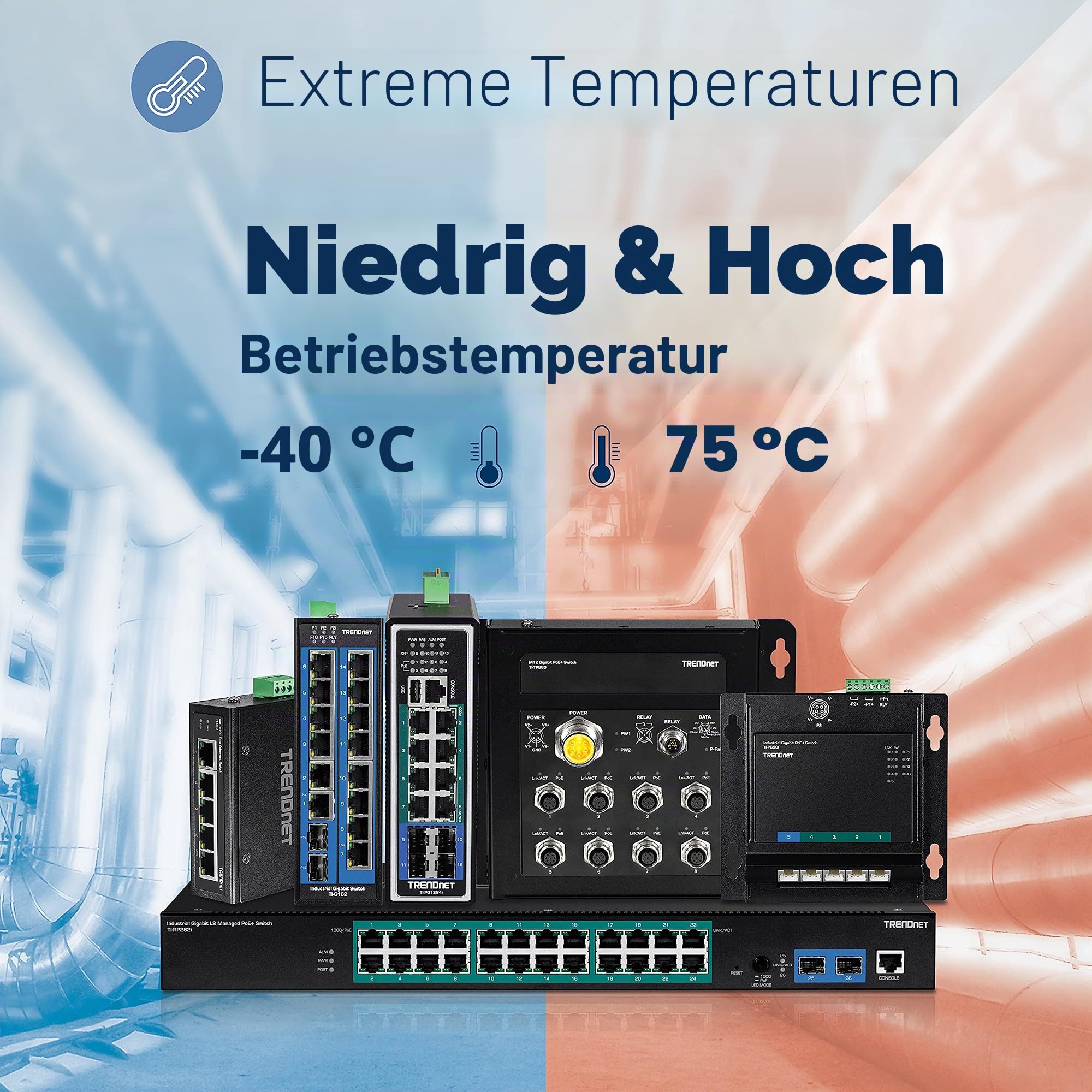 TRENDnet, TI-G50, 5-Port gehärteter industrieller Gigabit-DIN-Rail-Switch, 10 Gbit/s Schaltkapazität, IP30-zertifizierter Netzwerk-Switch (-40 bis 167 °F), Schwarz | 5 x Gigabit-Ethernet-Ports, IP50-bewertet, 10 Gbit/s Schaltkapazität, NDAA-TAA-konform, l