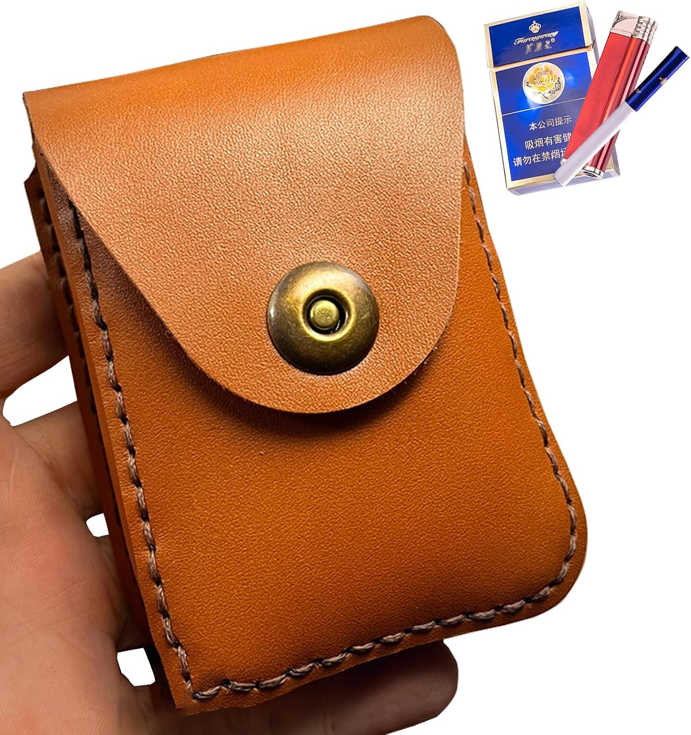 Portable Cigarette Case Holder Pocket with Belt Loop - Multi-Purpose Travel Mini Box Bags, Leather Outdoors Accessories Storage Pouch for Hiking, Biking(B)