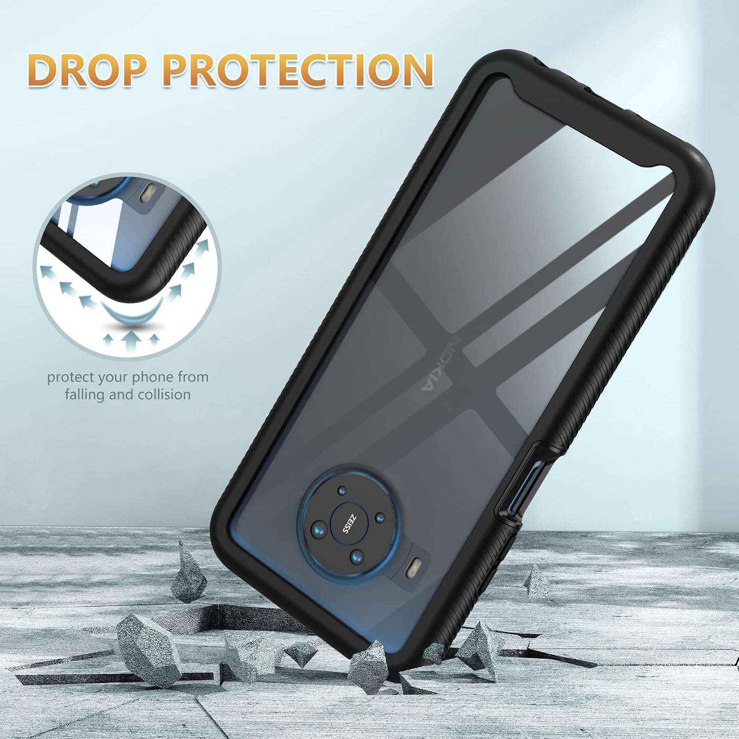 JXVM for Nokia X100 Phone Case: Full Protection Shockproof Rugged Phone Cover with Built-in Screen Protector - Clear Back Phone Cases Design for Nokia X100