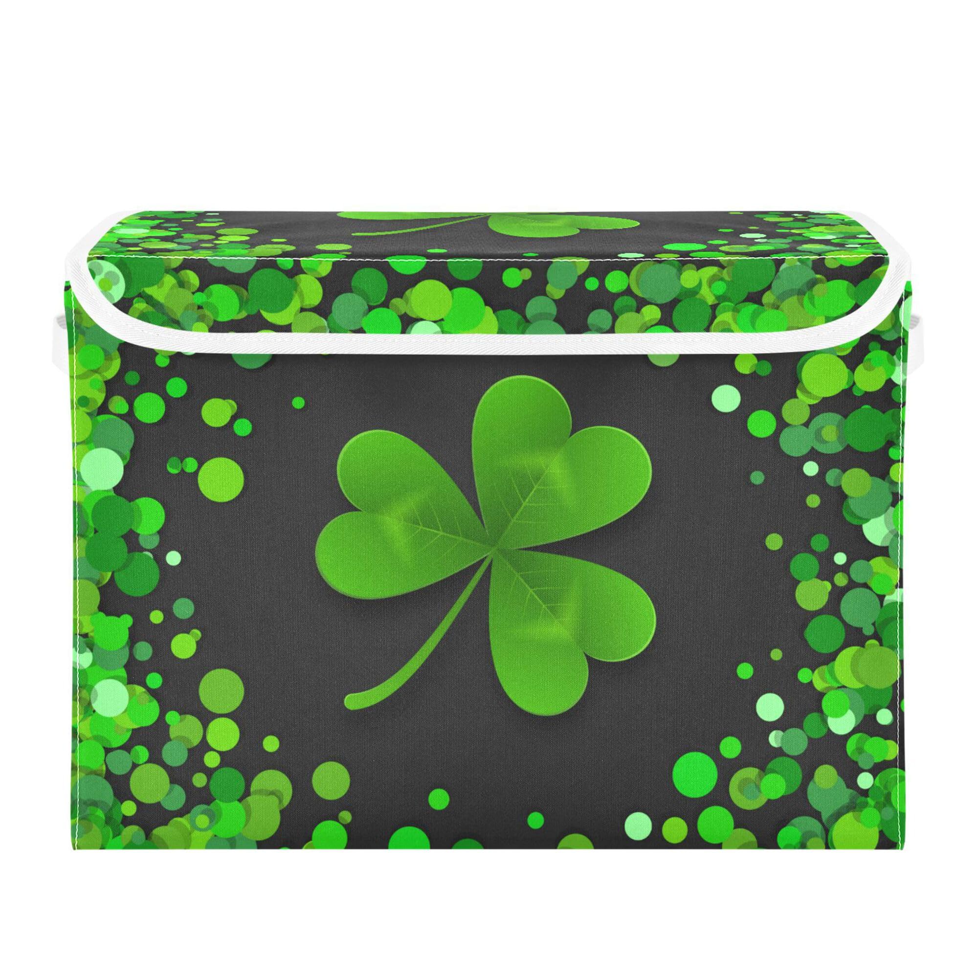 xigua St. Patrick's Day Storage Bins with Lids and Carrying Handle,Foldable Storage Boxes Organizer Containers Baskets Cube with Cover for Home